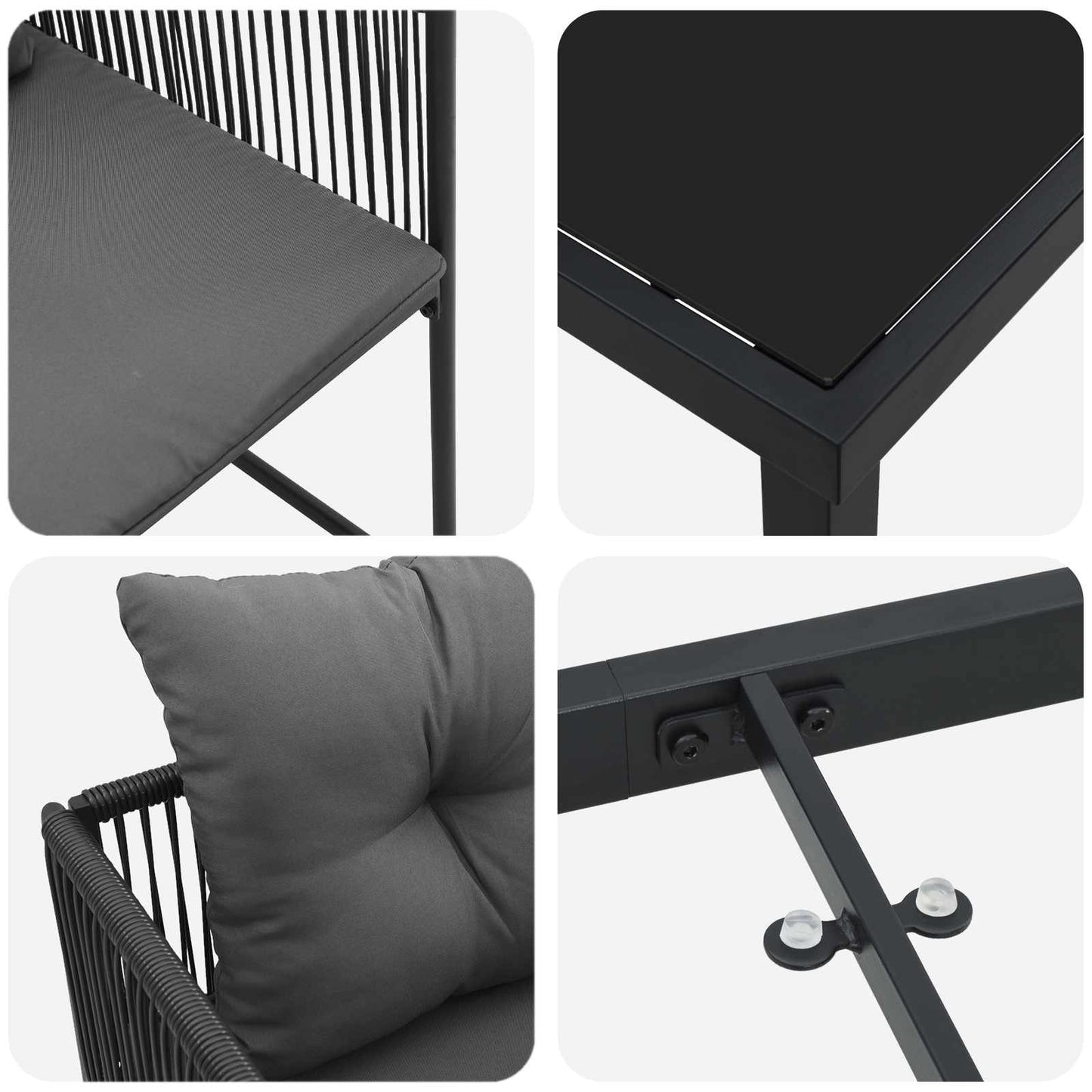 Kert étkező szett 9 pcs Fekete és Antracit 160 x 80 x 73 cm