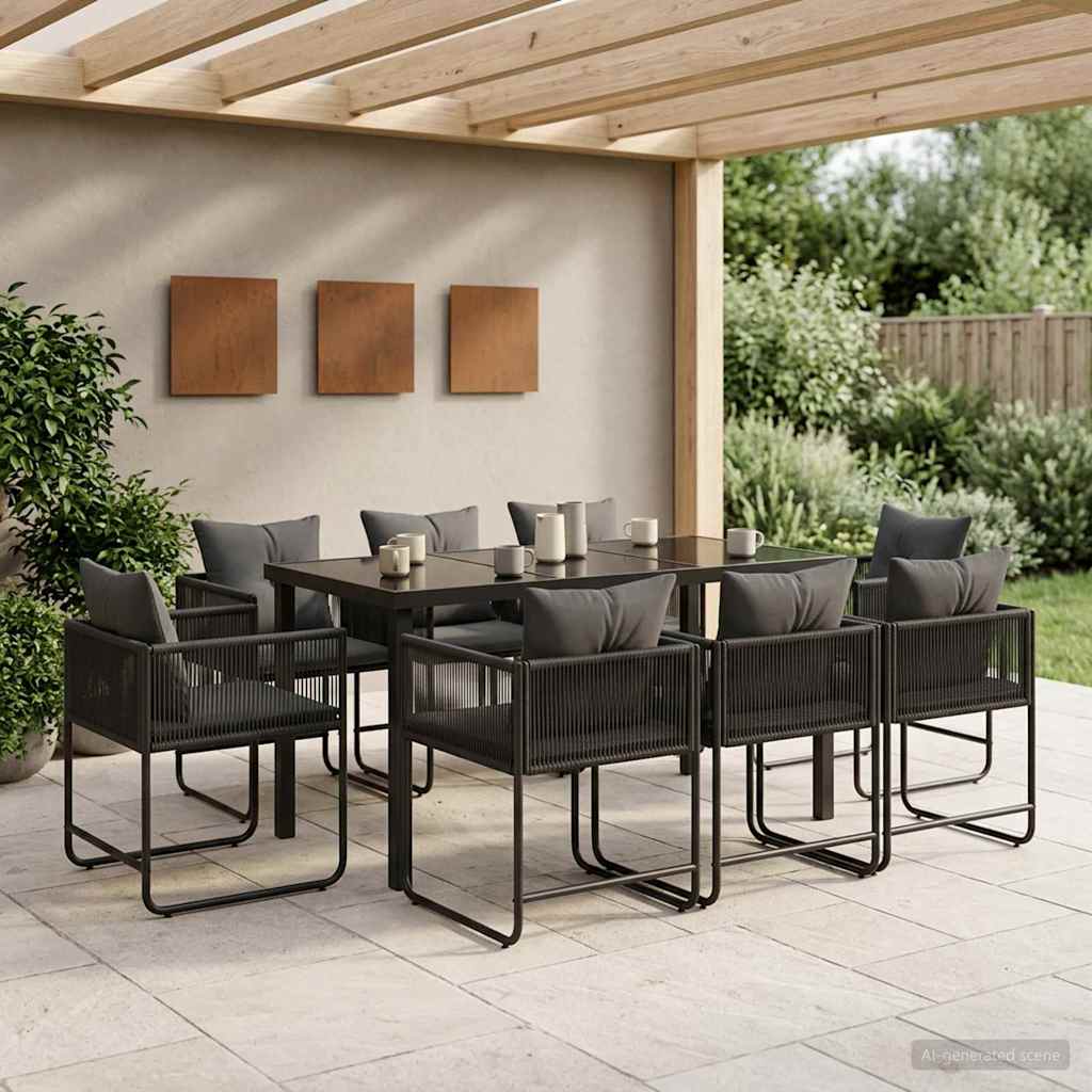 Kert étkező szett 9 pcs Fekete és Antracit 160 x 80 x 73 cm