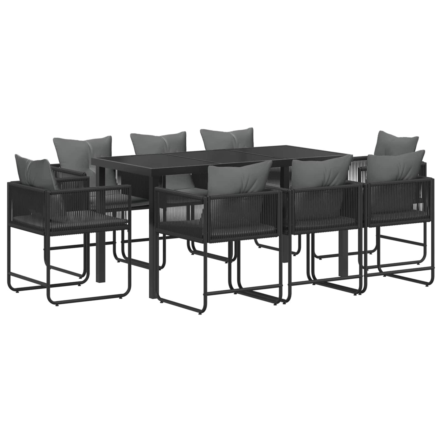Kert étkező szett 9 pcs Fekete és Antracit 160 x 80 x 73 cm