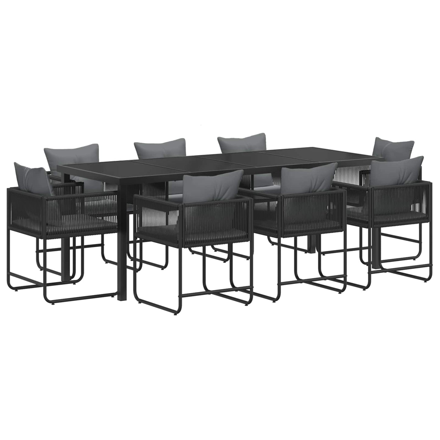 Kert étkező szett 9 pcs Fekete és Antracit 200 x 80 x 73 cm