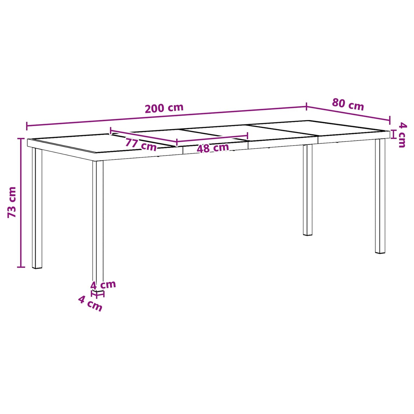 Kert étkező szett 9 pcs Fekete és Antracit 200 x 80 x 73 cm