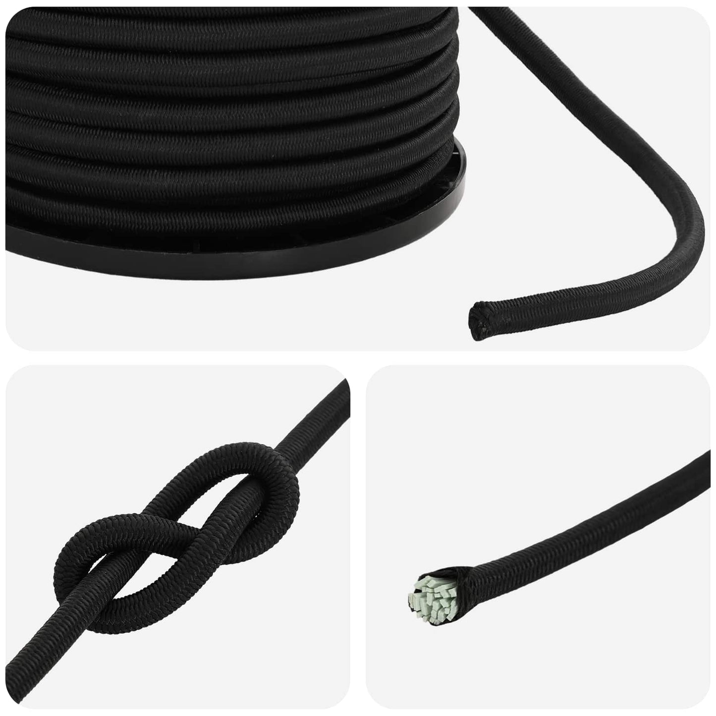 Bungee Kötél 4 mm Fekete PP és gumi