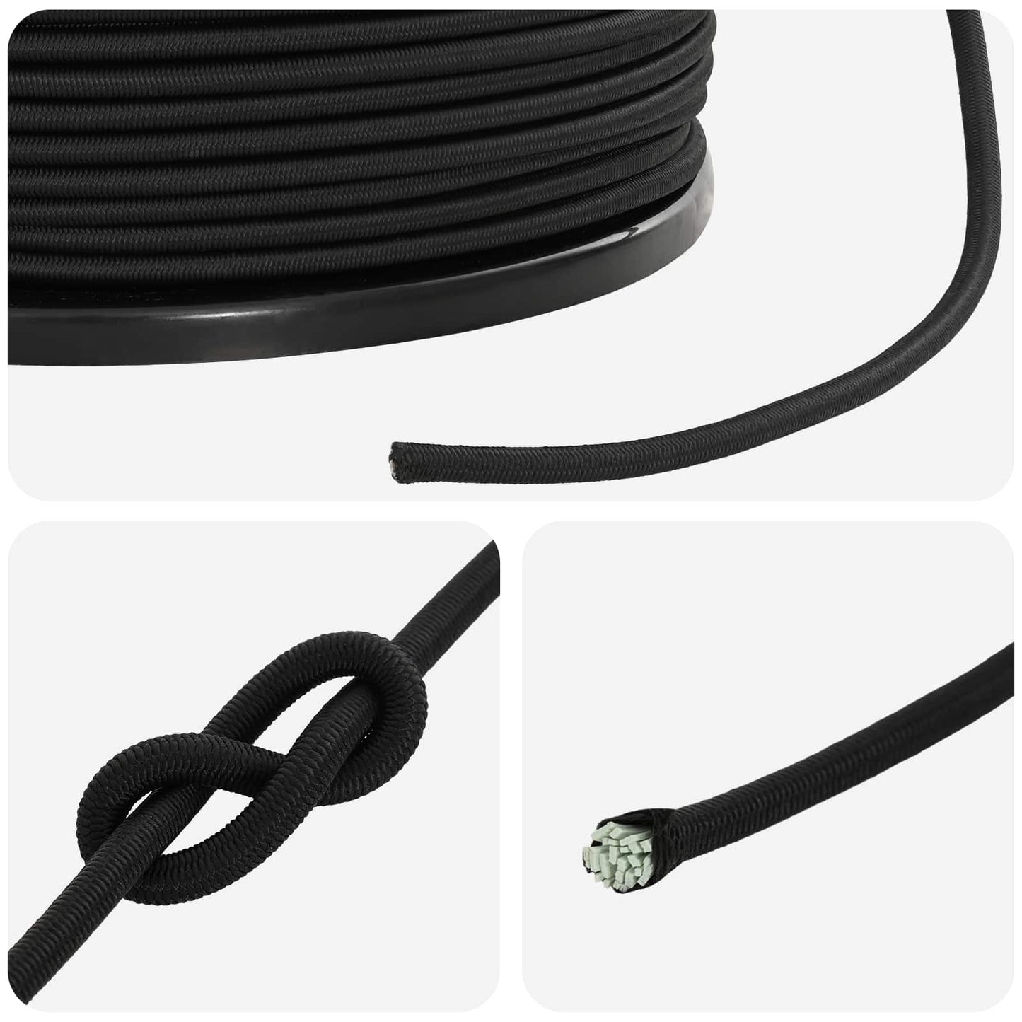 Bungee Kötél 4 mm Fekete PP és gumi