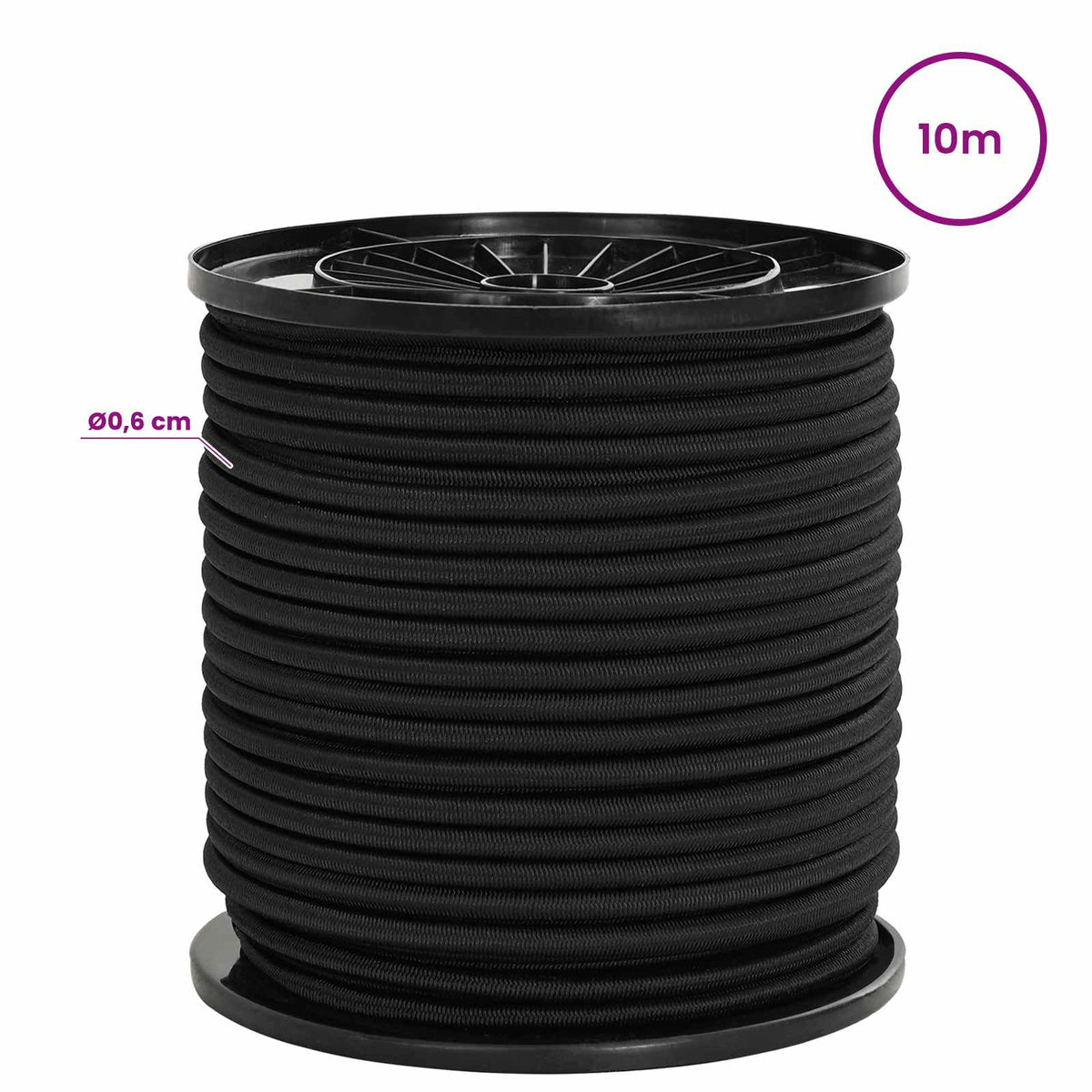 Bungee Kötél 6 mm Fekete PP és gumi