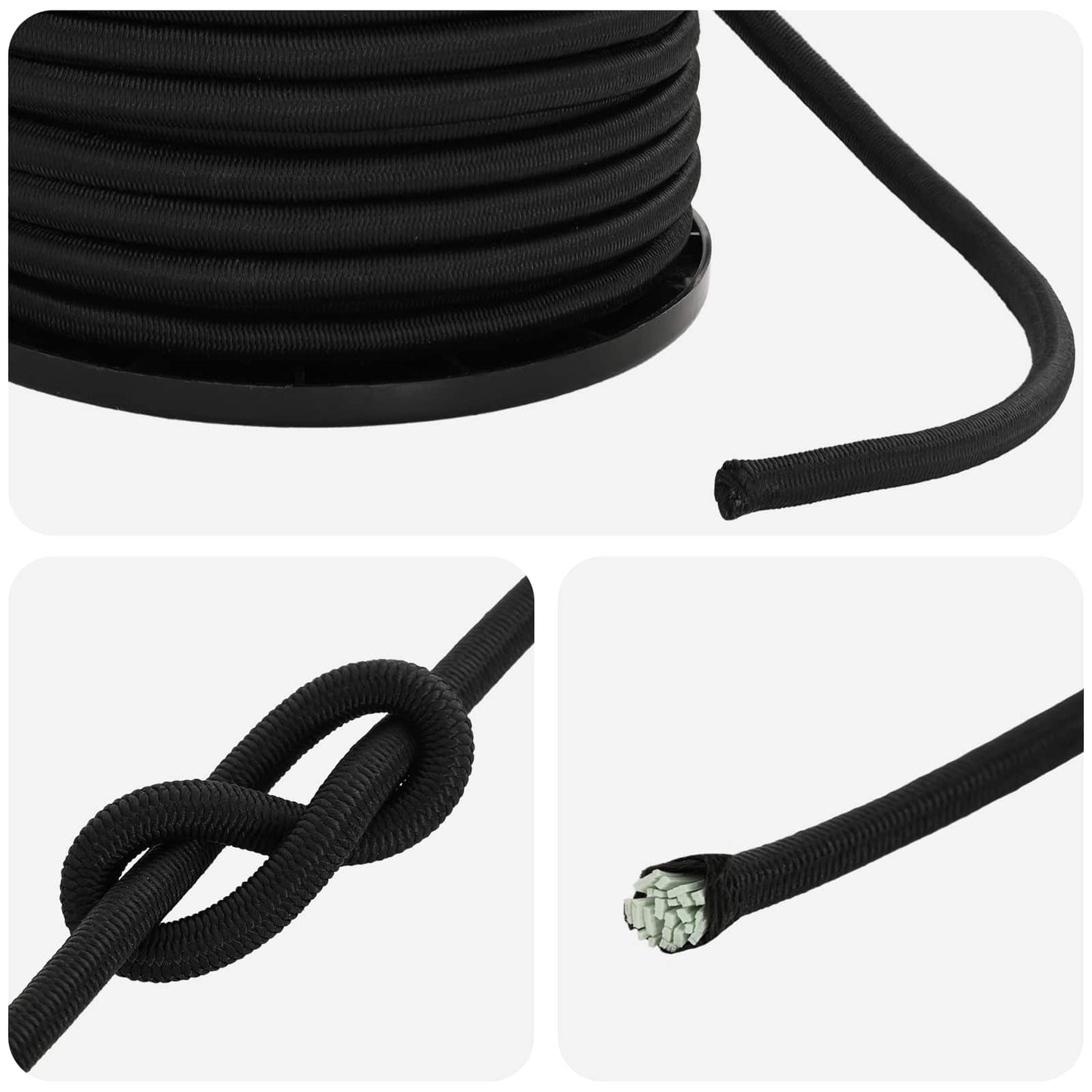 Bungee Kötél 6 mm Fekete PP és gumi