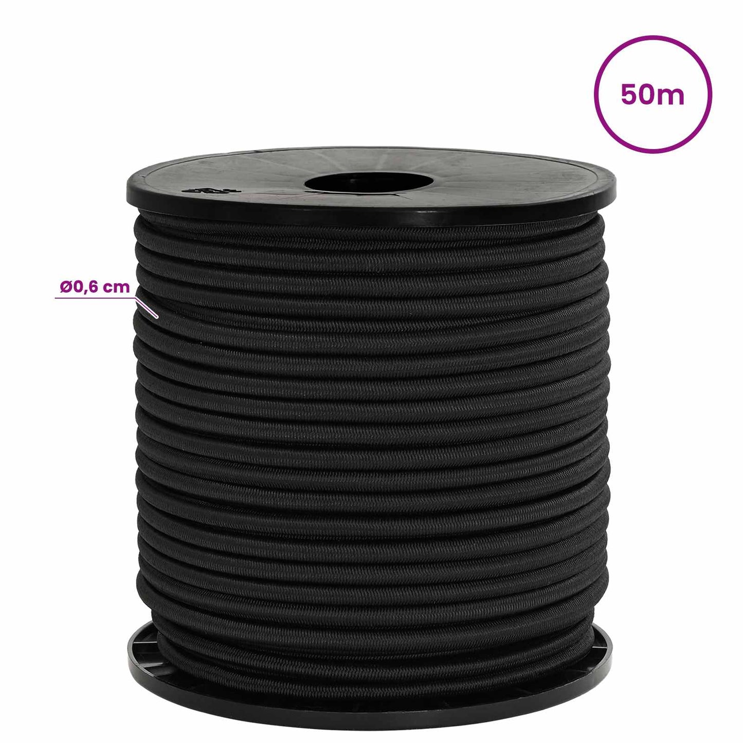 Bungee Kötél 6 mm Fekete PP és gumi