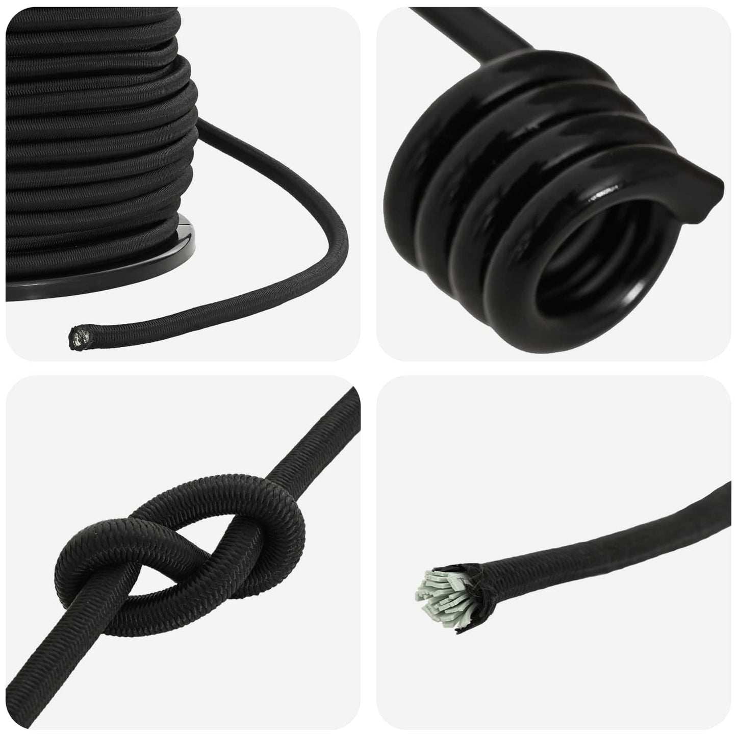 Bungee Kötél Horgokkal 8 mm Fekete PP és gumi