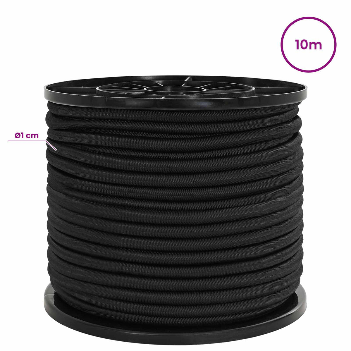 Bungee Kötél Horgokkal 10 mm Fekete PP és gumi