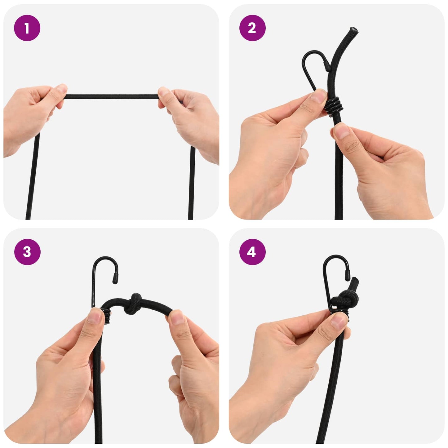 Bungee Kötél Horgokkal 10 mm Fekete PP és gumi