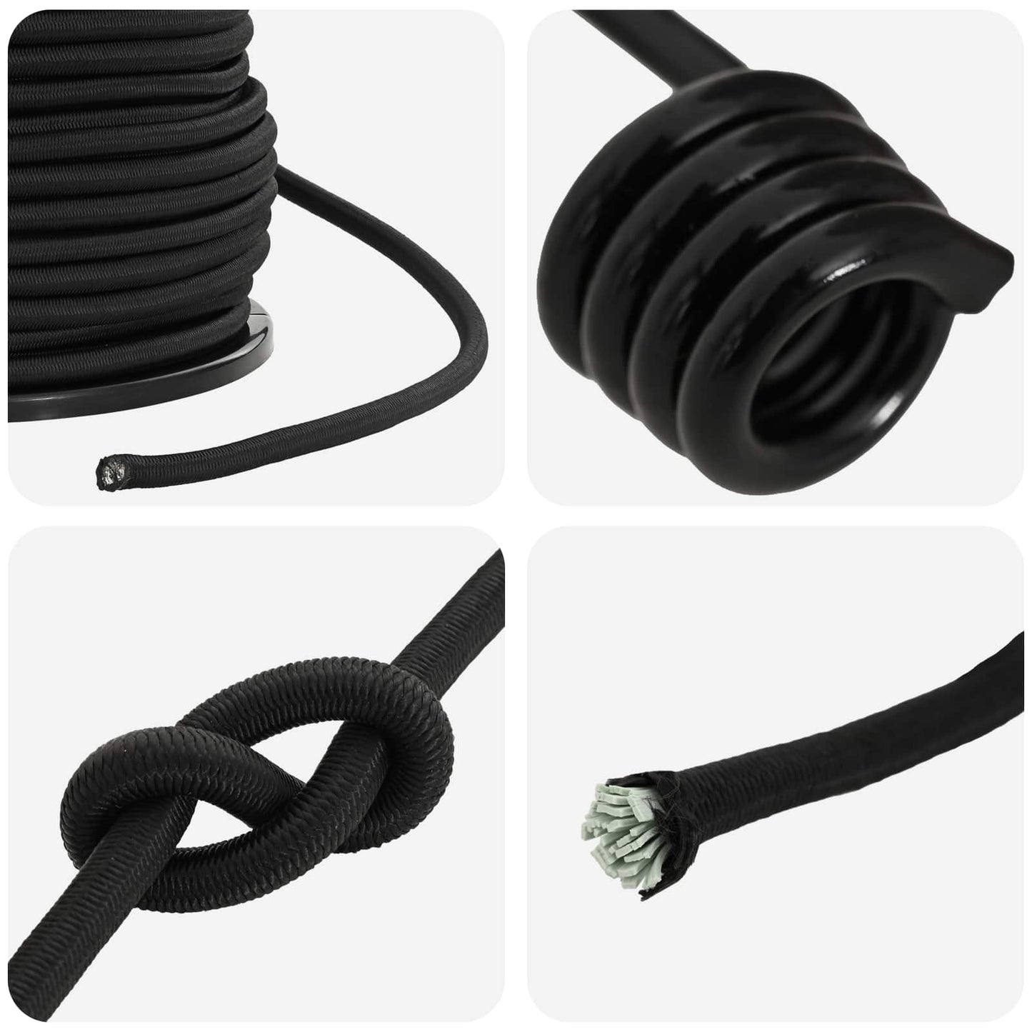 Bungee Kötél Horgokkal 10 mm Fekete PP és gumi