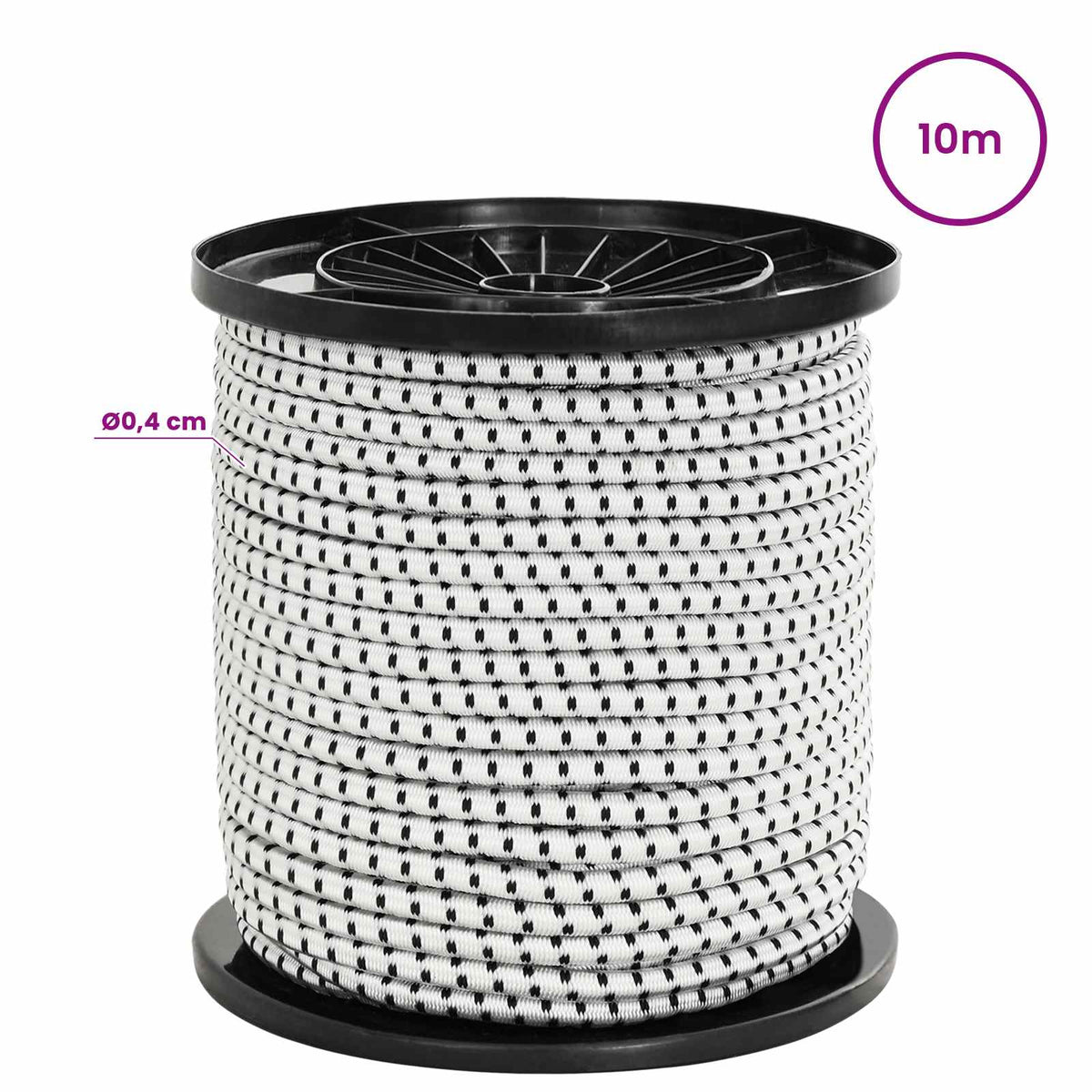 Bungee Kötél Horgokkal 4 mm Fekete és Fehér PP és gumi