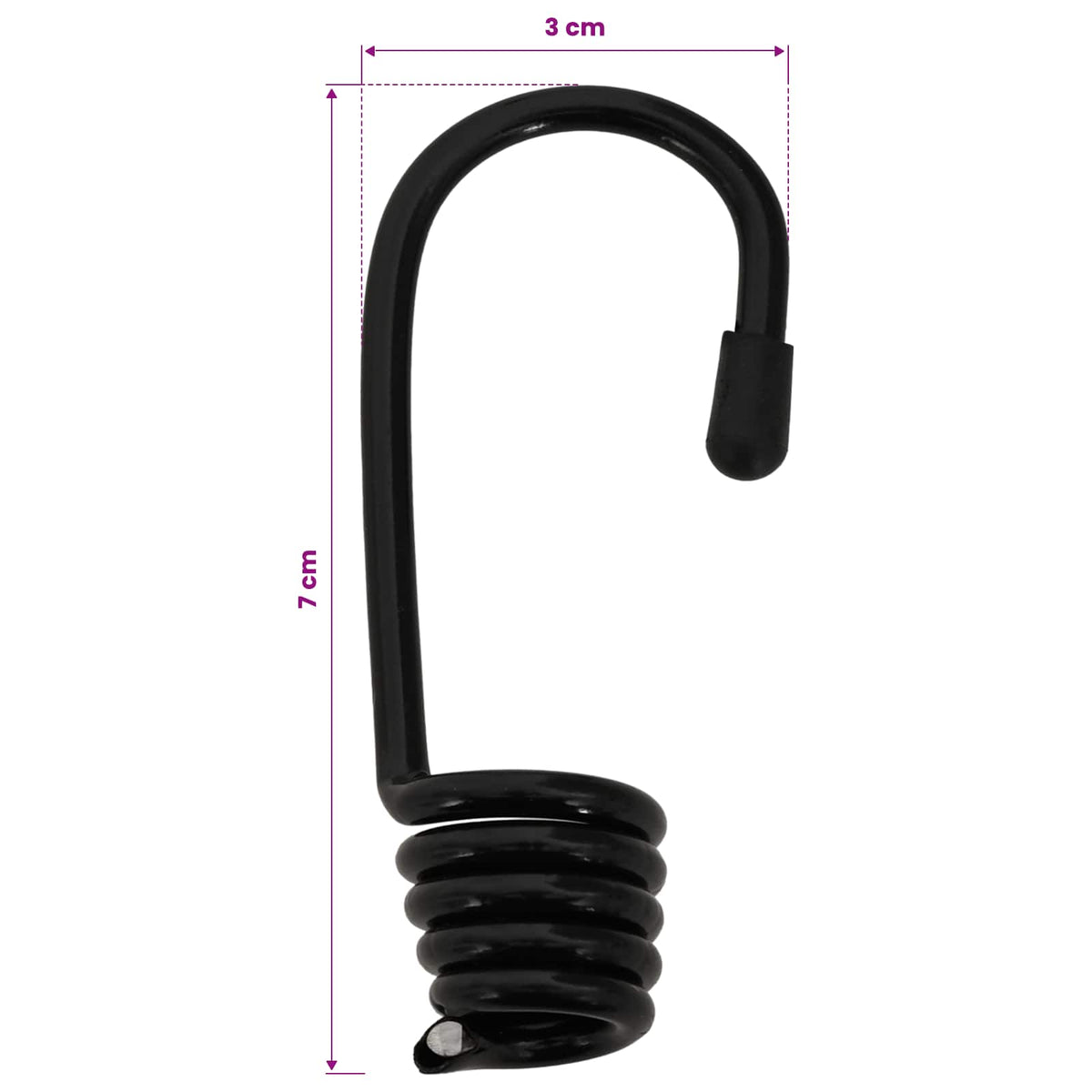Bungee Kötél Horgokkal 4 mm Fekete és Fehér PP és gumi