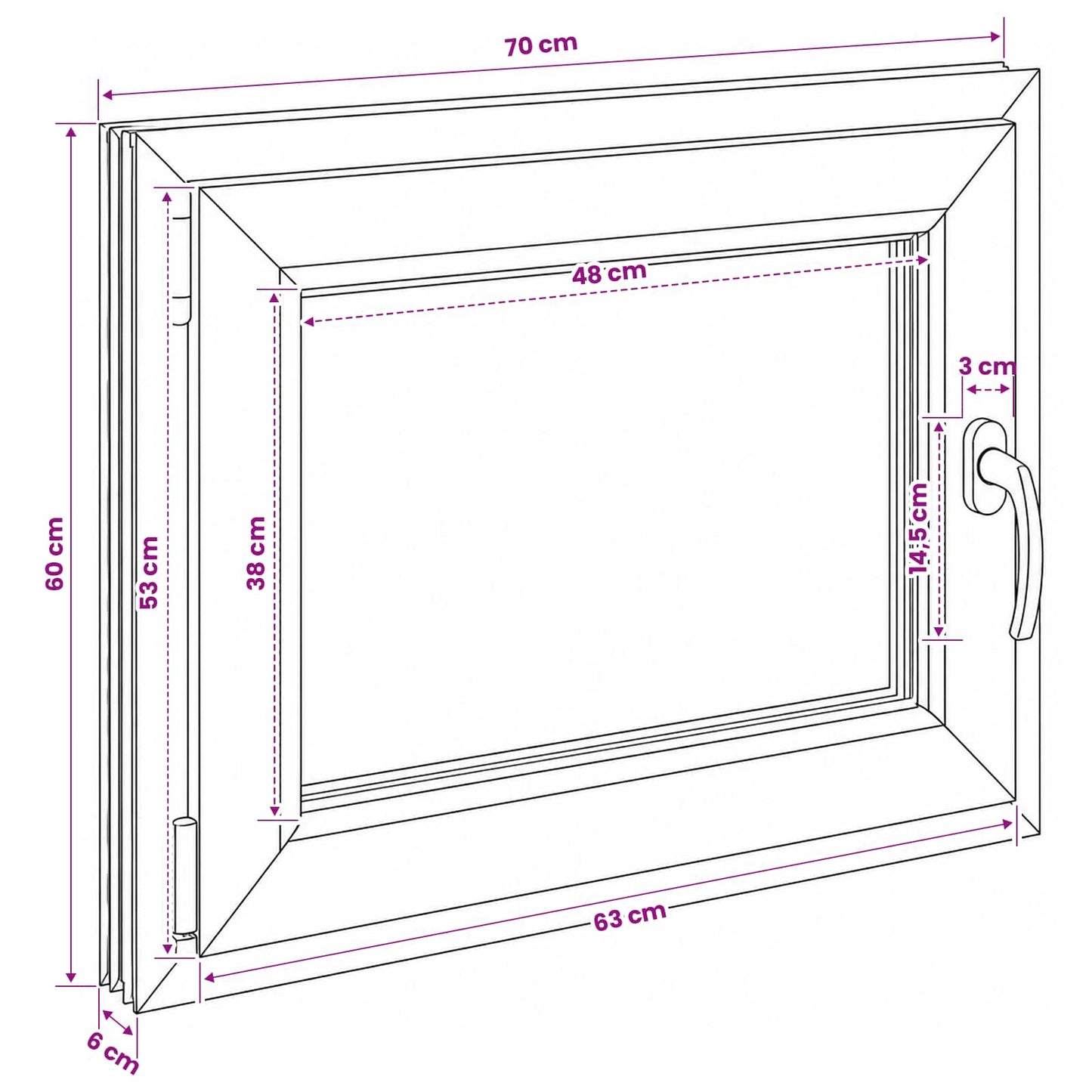 Pinceablak RISOR 70 x 60 cm PVC és Üveg