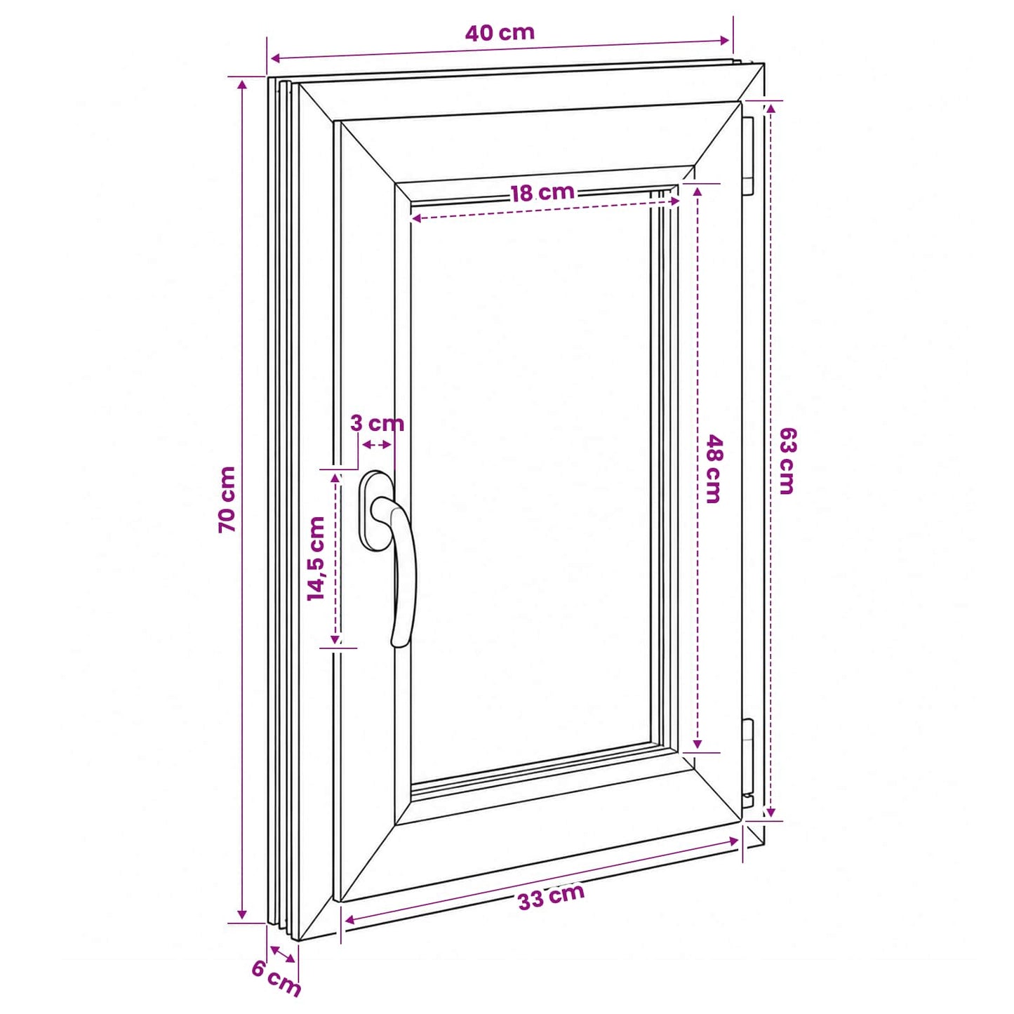 Pinceablak RISOR 40 x 70 cm PVC és Üveg