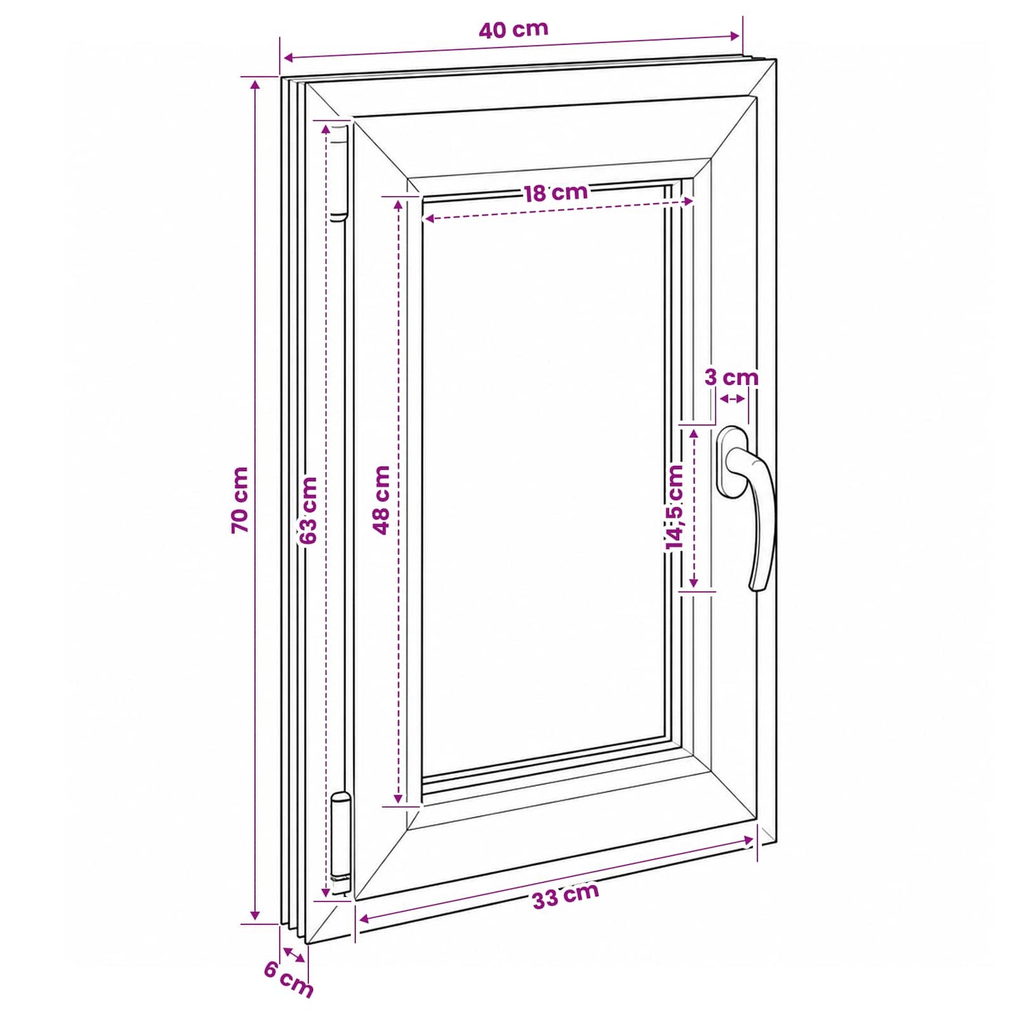 Pinceablak RISOR 40 x 70 cm PVC és Üveg