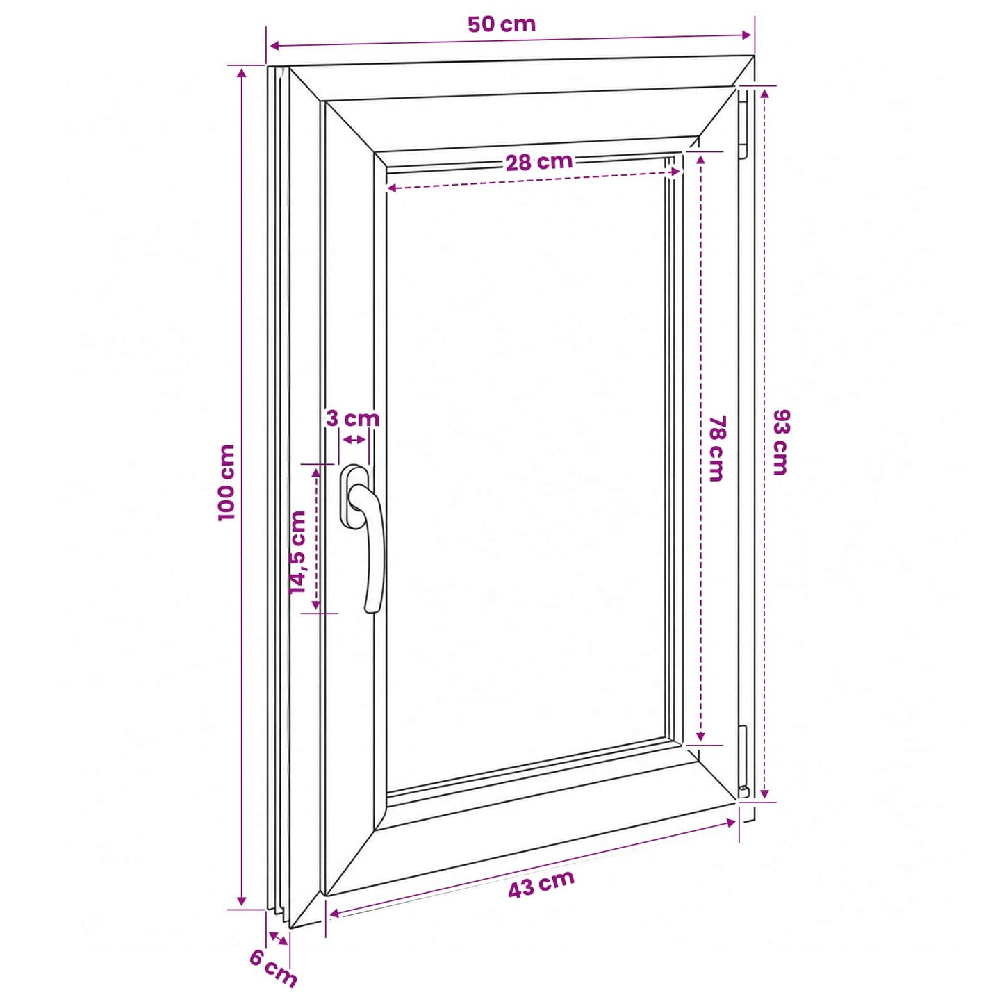 Pinceablak RISOR 50 x 100 cm PVC és Üveg