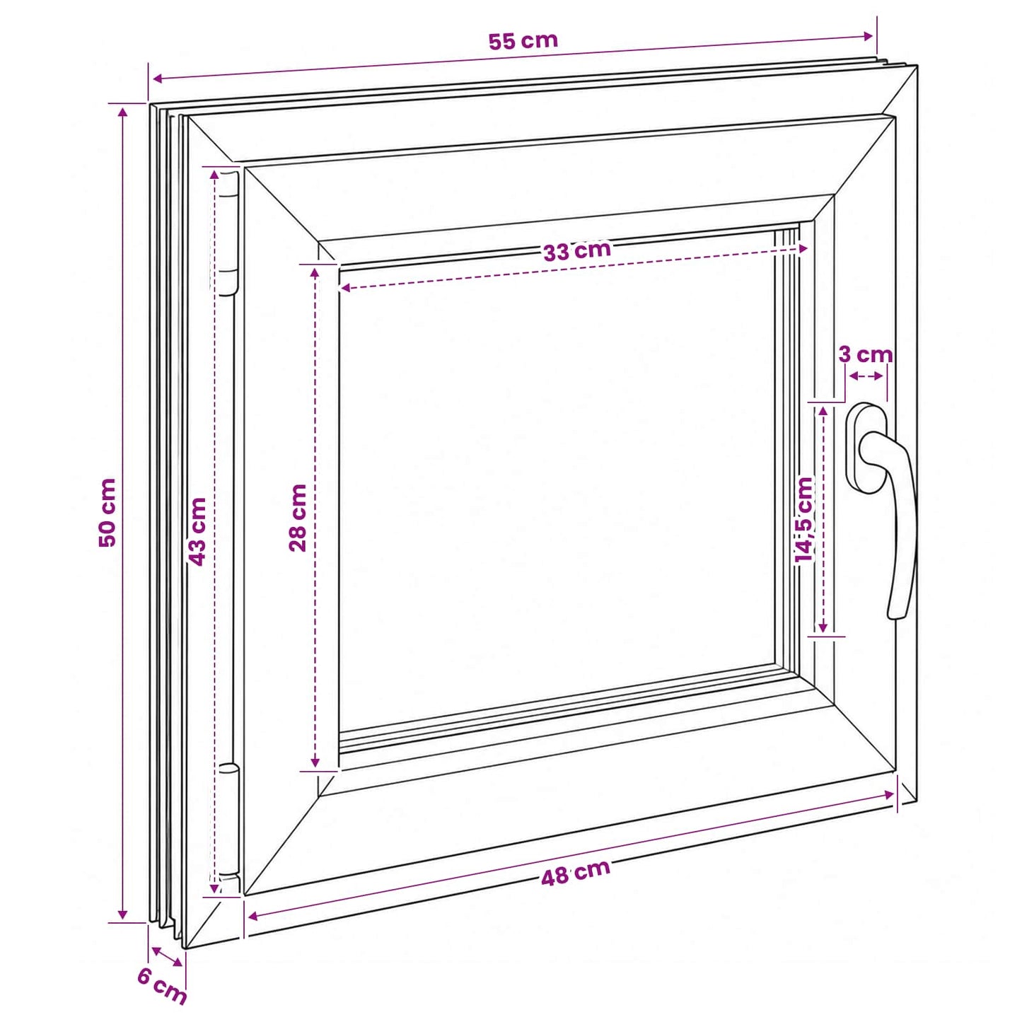 Pinceablak RISOR 55 x 50 cm PVC és Üveg