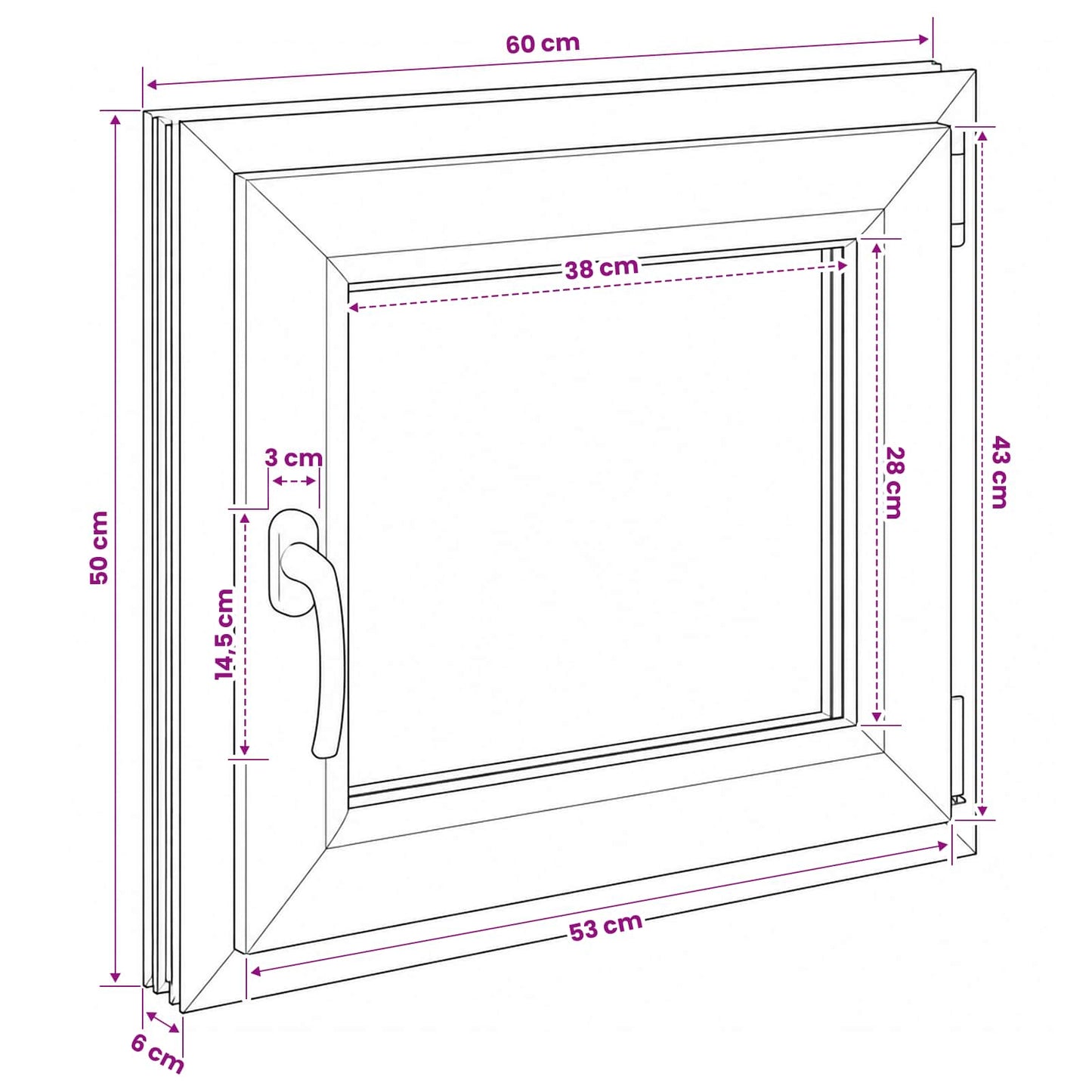 Pinceablak RISOR 60 x 50 cm PVC és Üveg