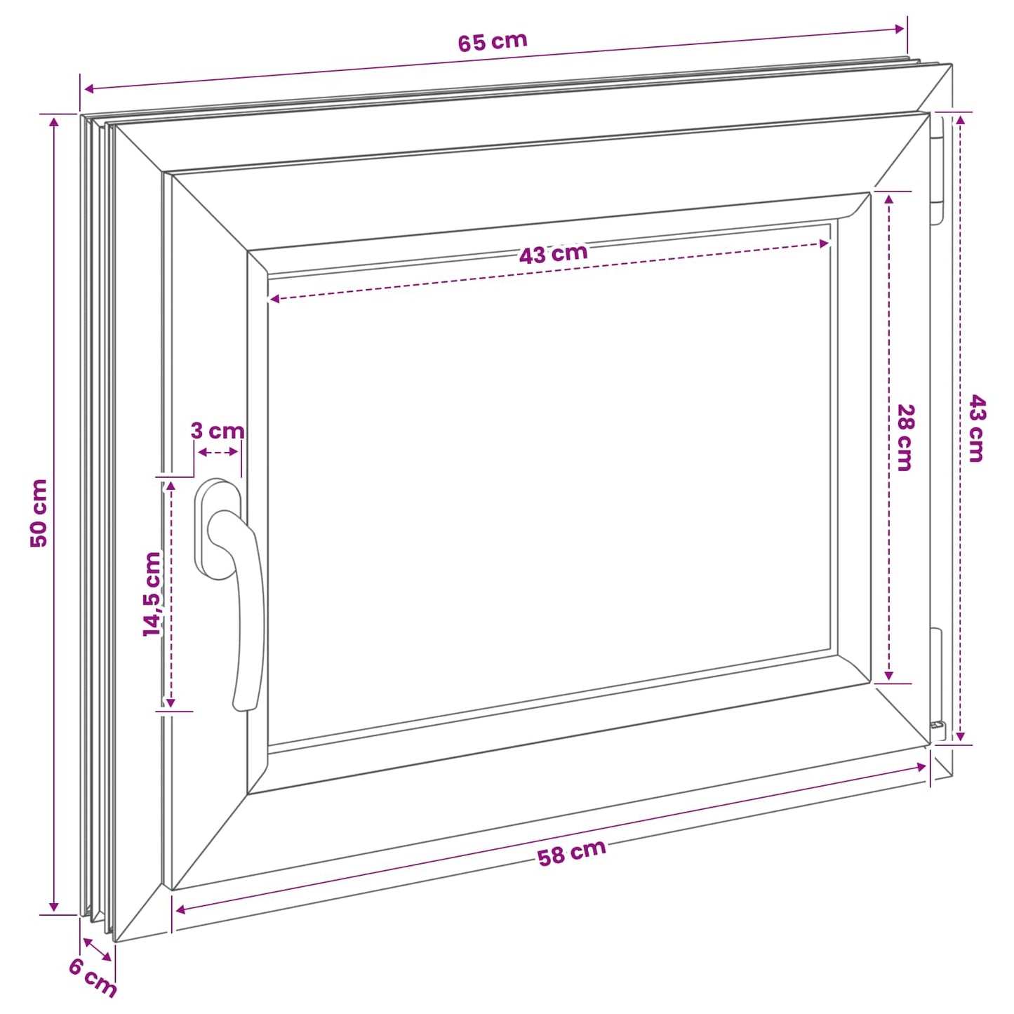 Pinceablak RISOR 50 x 55 cm PVC és Üveg