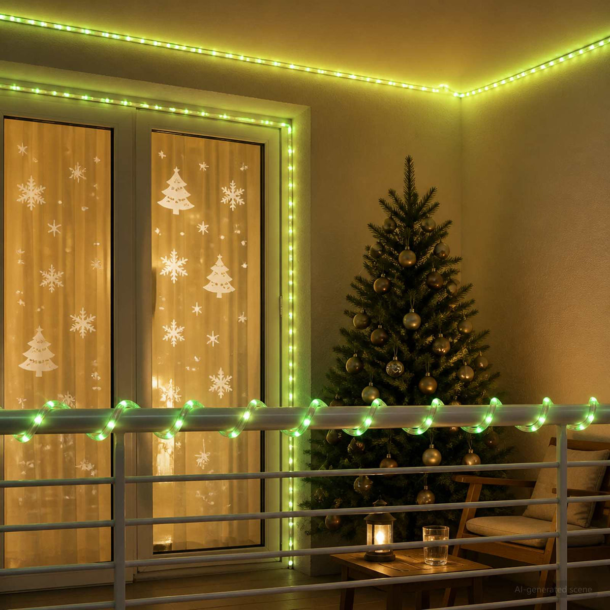 Karácsonyi LED fénykábel 2400 LED Zöld 100 m