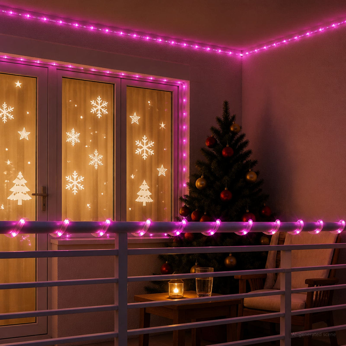 Karácsonyi LED fénykábel 2400 LED Rózsaszín 100 m
