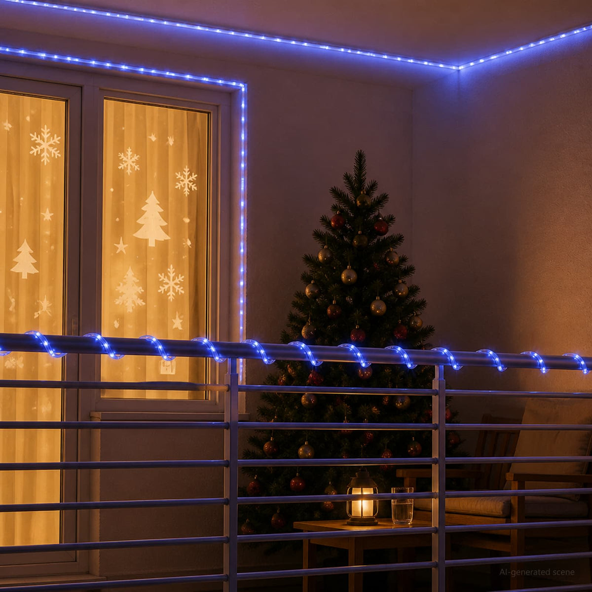 Karácsonyi LED fénykábel 2400 LED Kék 100 m