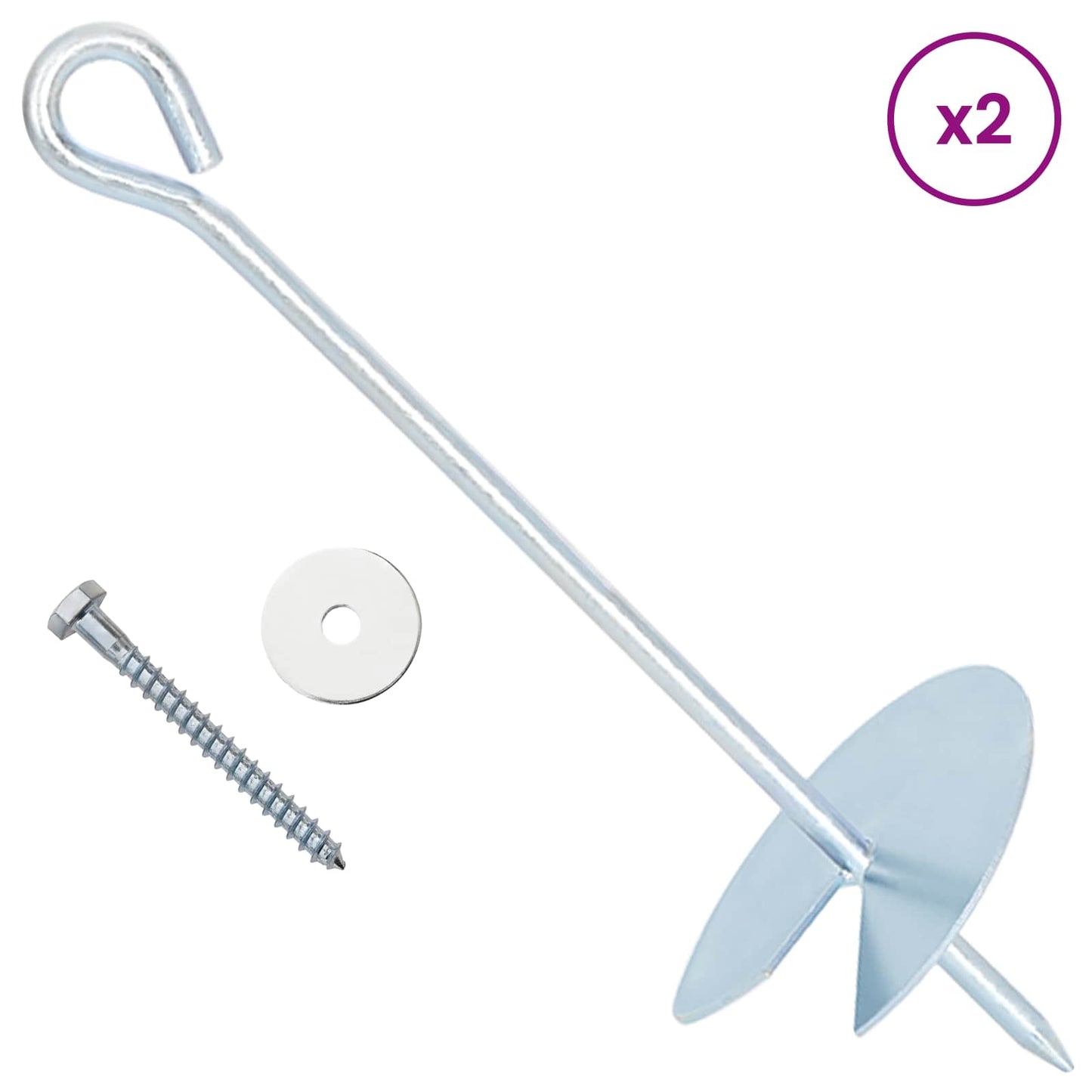 Földi horgony 2 pcs Ezüst Ø10 x 30 cm Galvanizált fém