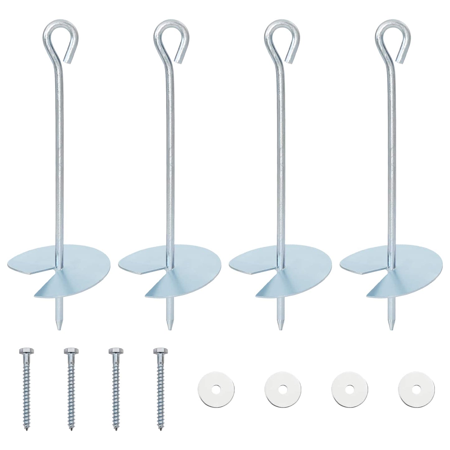 Földi horgony 4 pcs Ezüst Ø10 x 30 cm Galvanizált fém