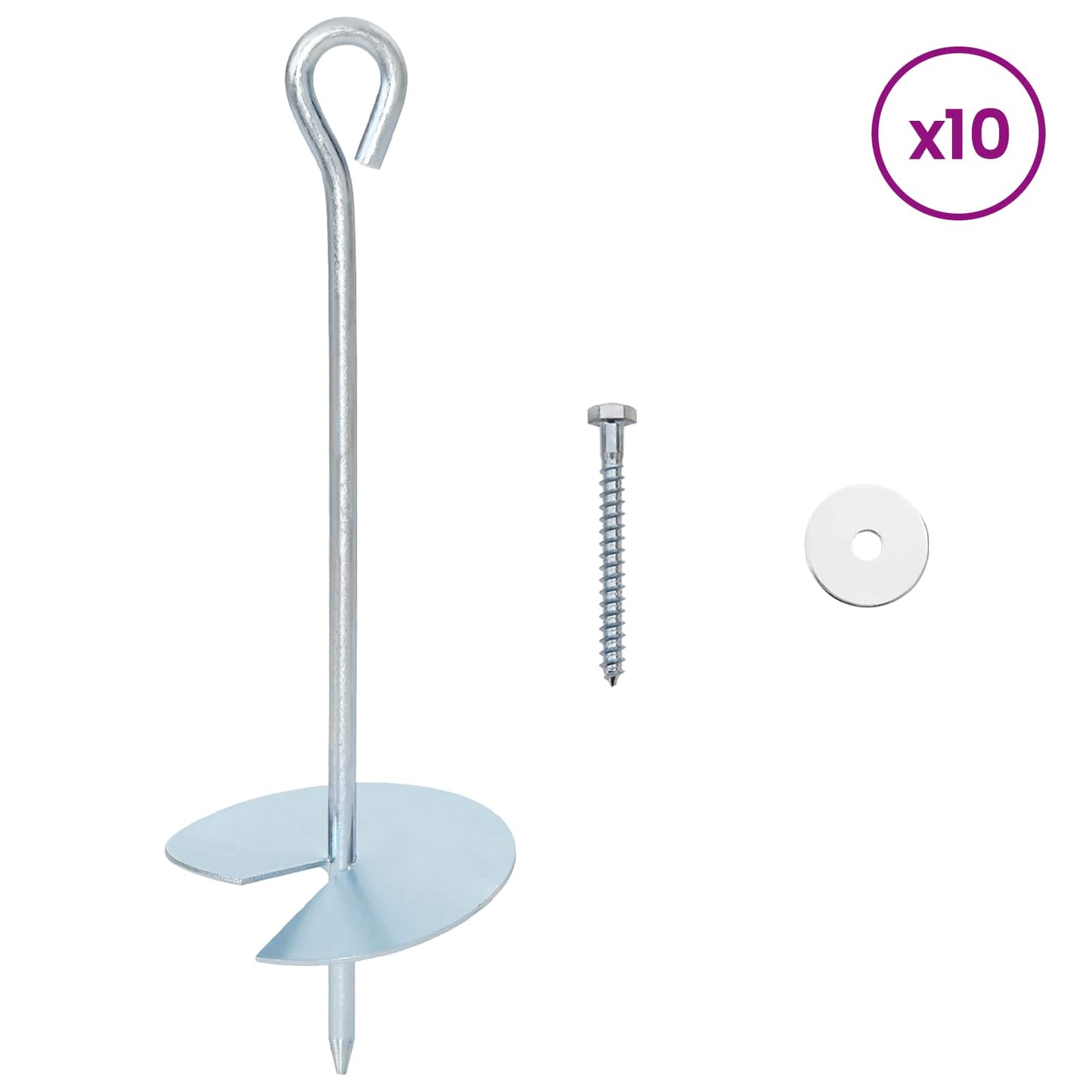 Földi horgony 10 pcs Ezüst Ø10 x 30 cm Galvanizált fém