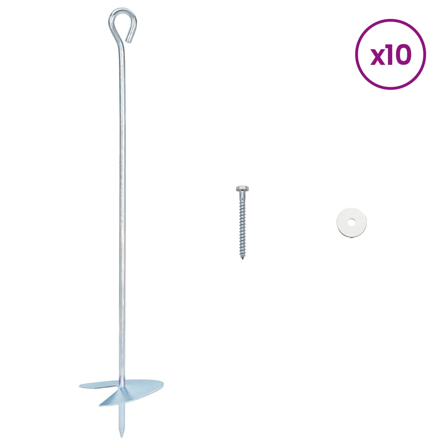 Földi horgony 10 pcs Ezüst Ø10 x 50 cm Galvanizált fém