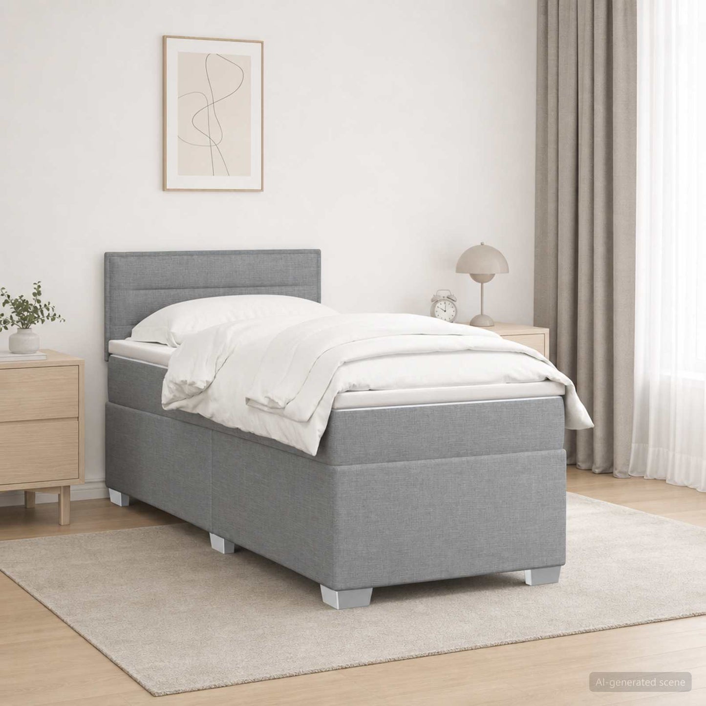 Boxspring ágy matraccal Világosszürke 80 x 200 cm Szövet