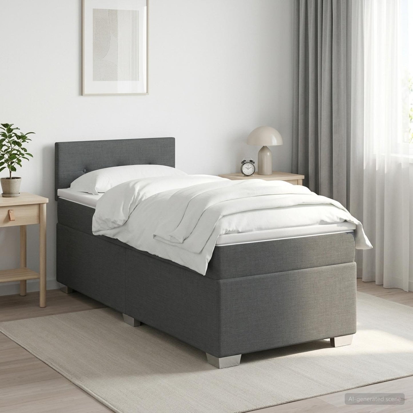 Boxspring ágy matraccal Sötétszürke 90 x 200 cm Szövet