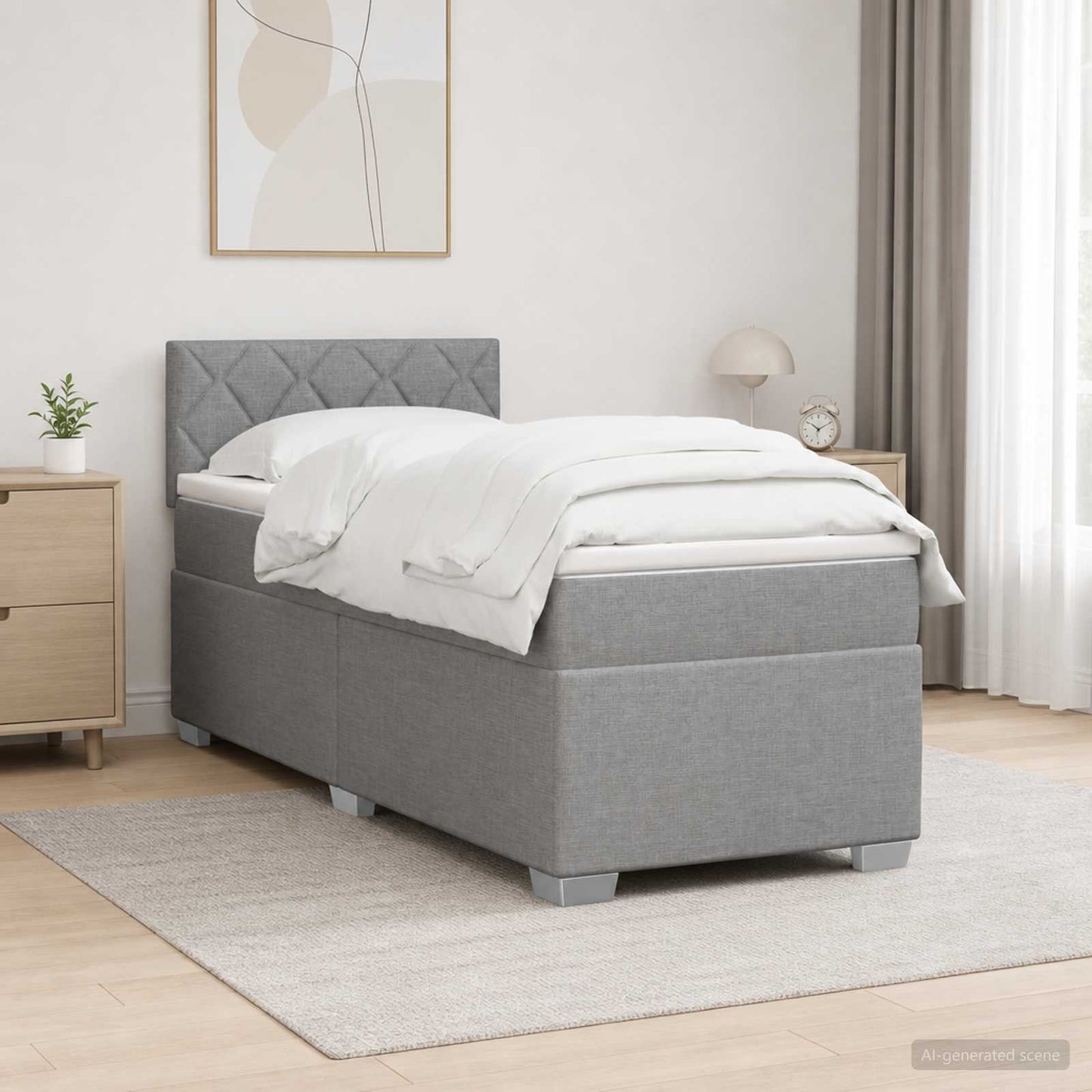Boxspring ágy matraccal Világosszürke 80 x 200 cm Szövet
