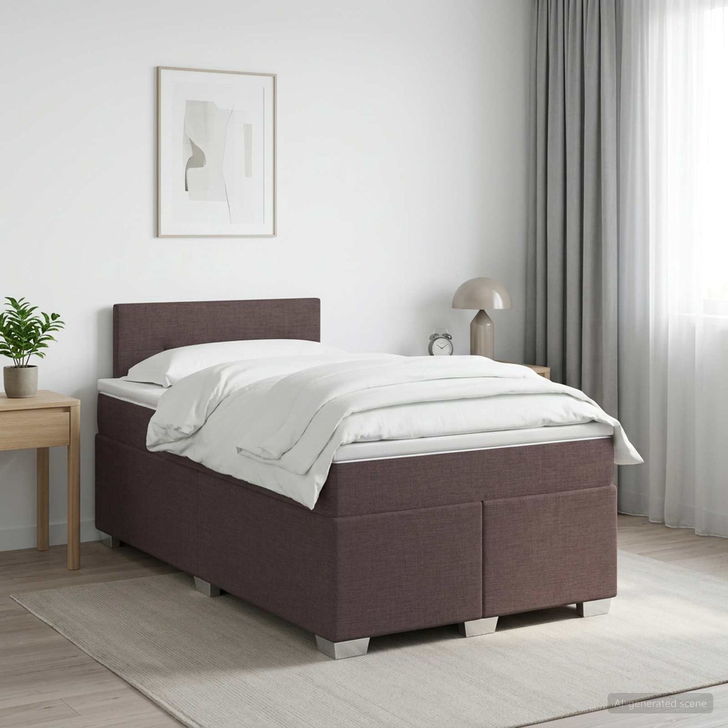 Boxspring ágy matraccal Sötét Barna 120 x 190 cm Szövet