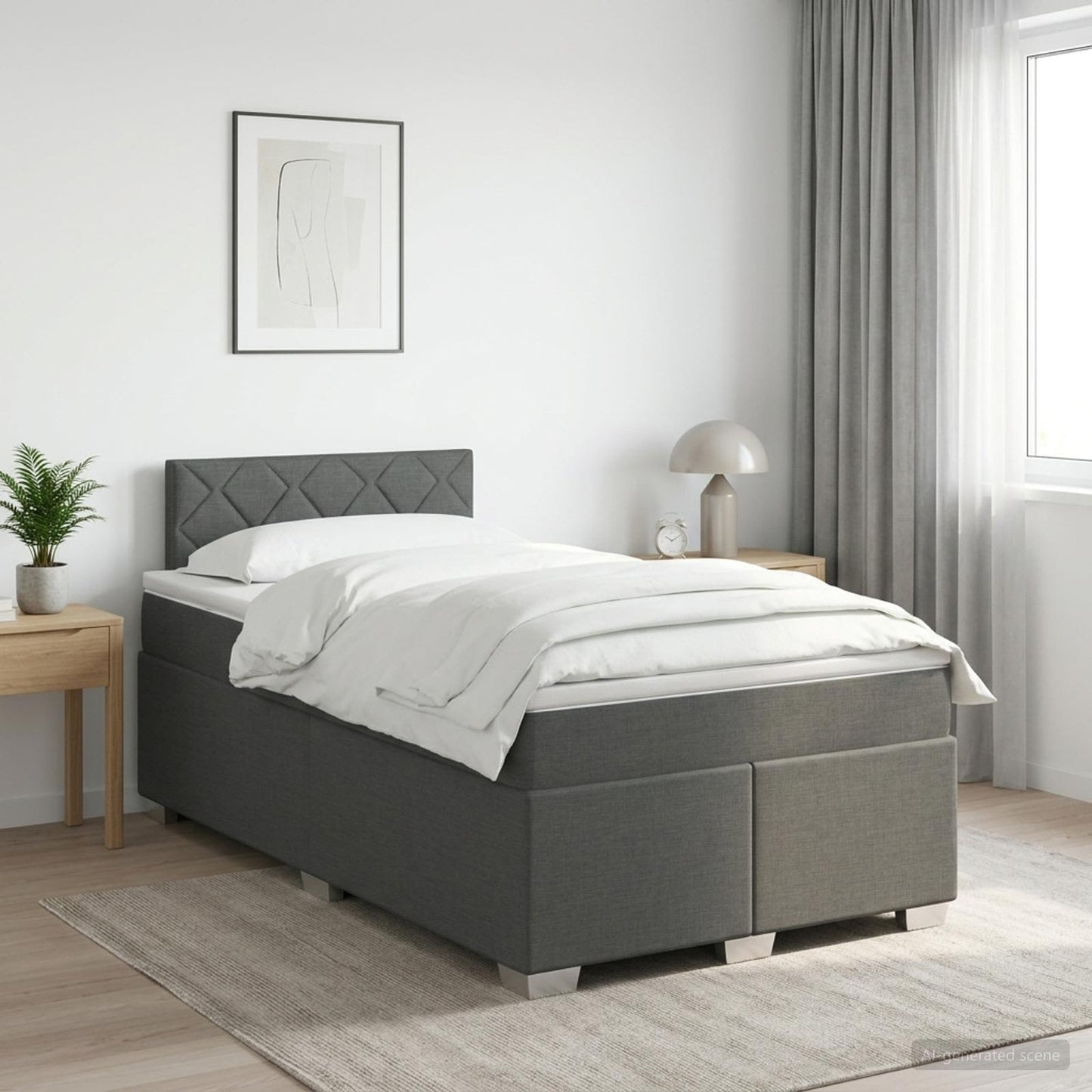 Boxspring ágy matraccal Sötétszürke 120 x 200 cm Szövet