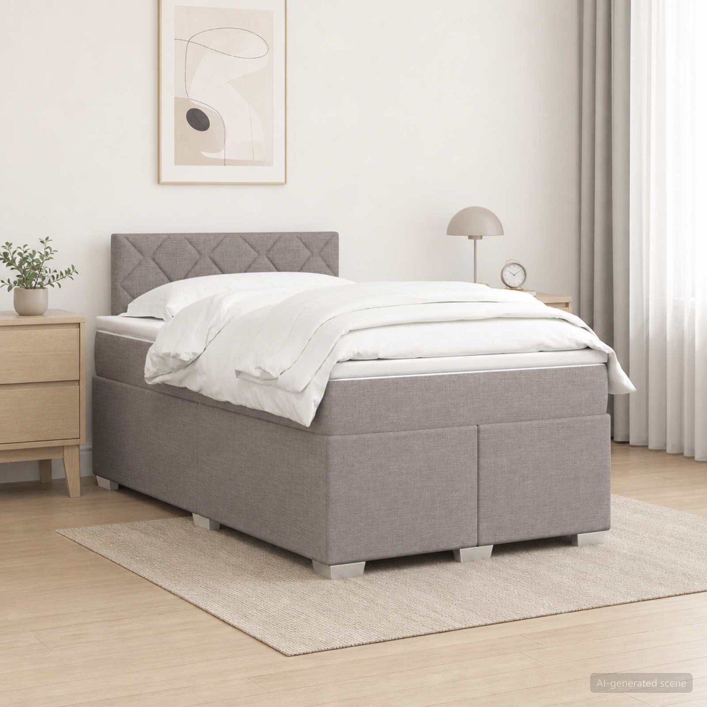 Boxspring ágy matraccal Tópszínű 120 x 190 cm Szövet