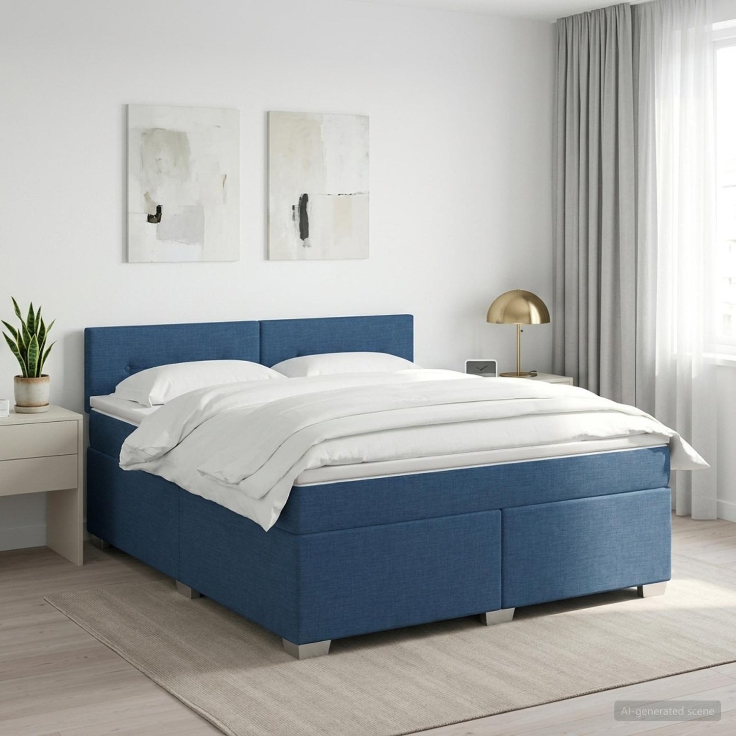 Boxspring ágy matraccal fejtámlával Kék 180 x 200 cm Szövet