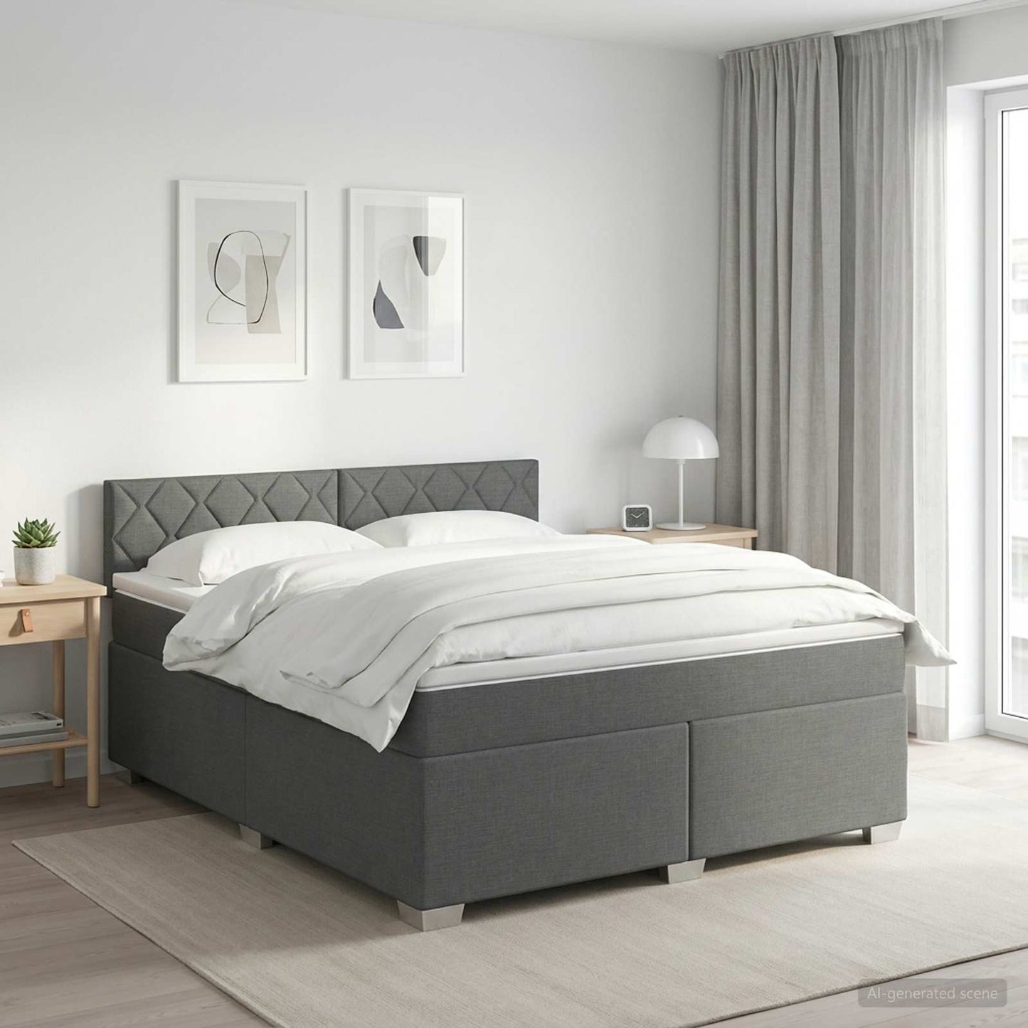 Boxspring ágy matraccal Sötétszürke 160 x 200 cm Szövet