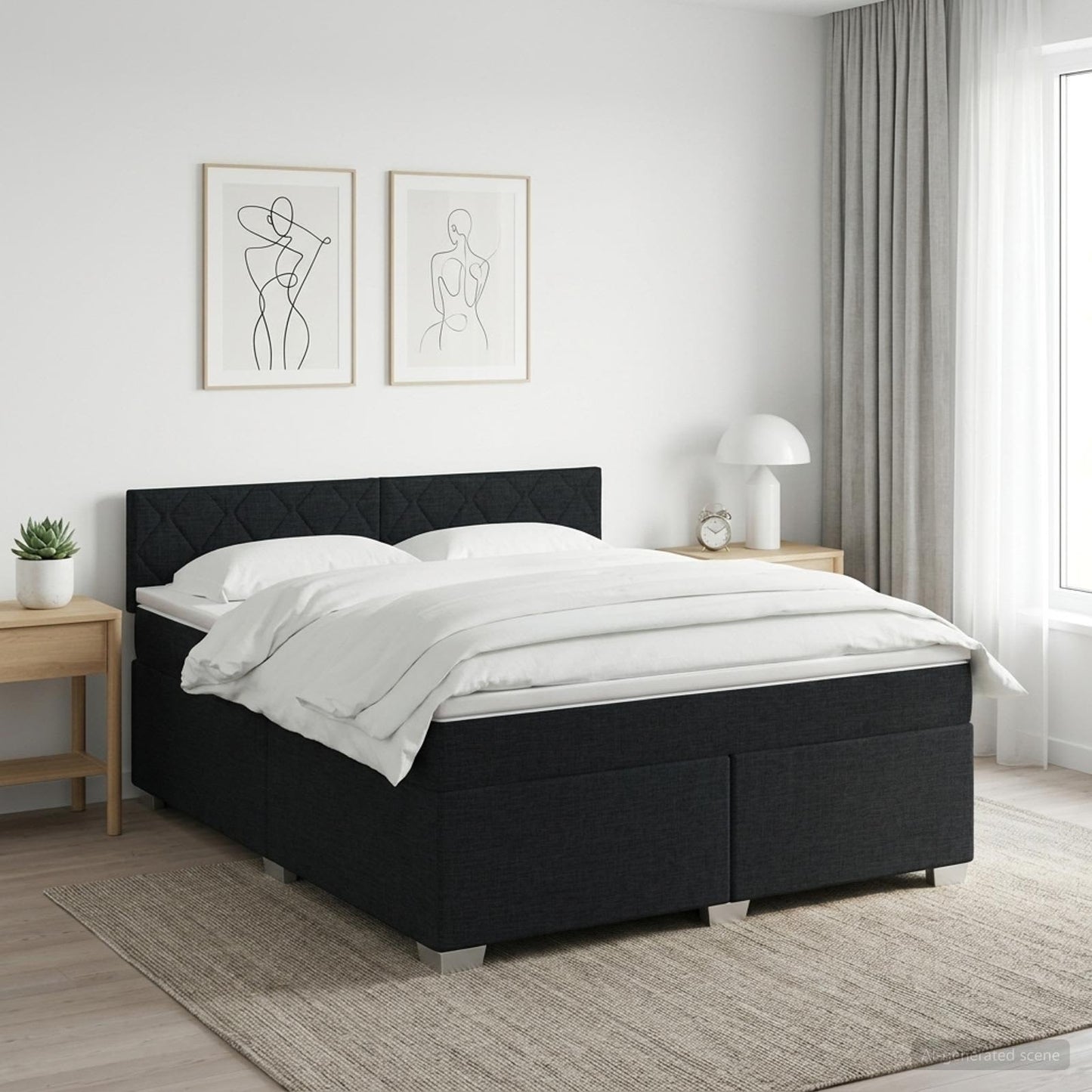 Boxspring ágy matraccal fejtámlával Fekete 180 x 200 cm Szövet