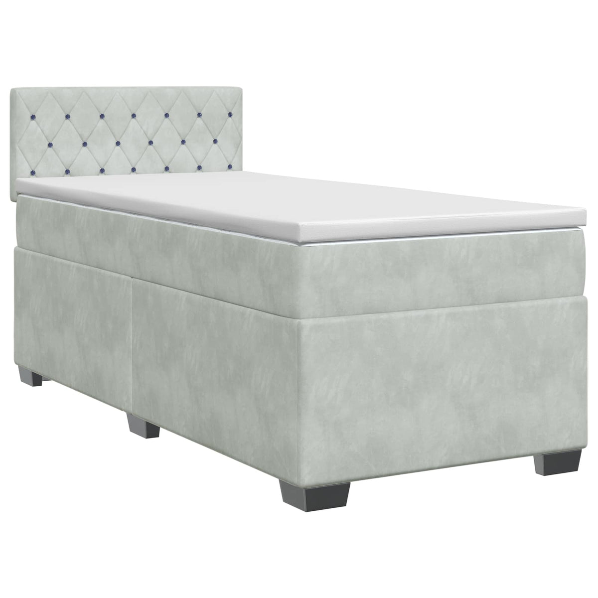 Boxspring ágy matraccal Világosszürke 90 x 190 cm Bársony