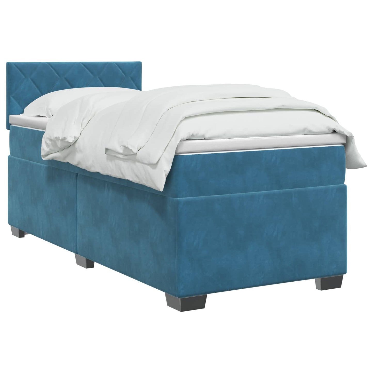 Boxspring ágy matraccal Sötét kék 90 x 200 cm Bársony