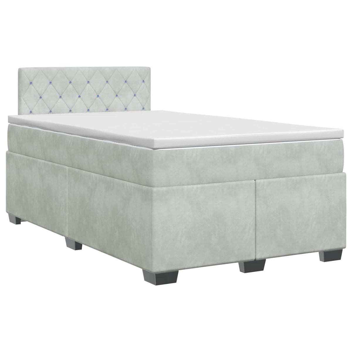 Boxspring ágy matraccal Világosszürke 120 x 190 cm Bársony