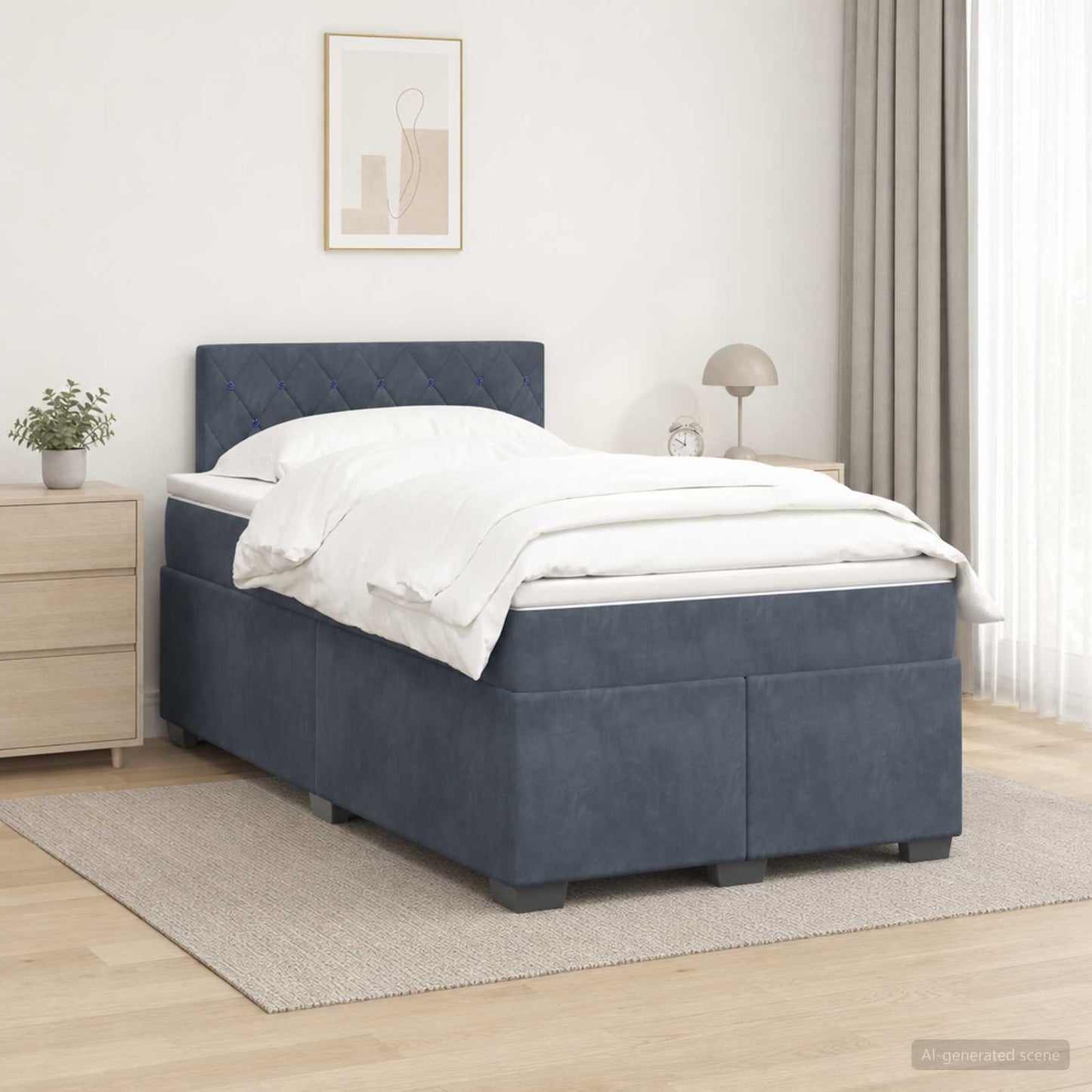 Boxspring ágy matraccal Sötétszürke 120 x 200 cm Bársony