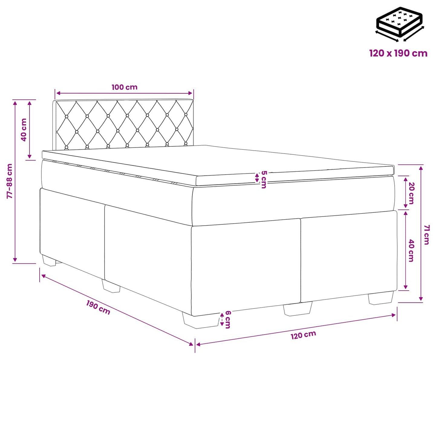 Boxspring ágy matraccal Sötétzöld 120 x 190 cm Bársony