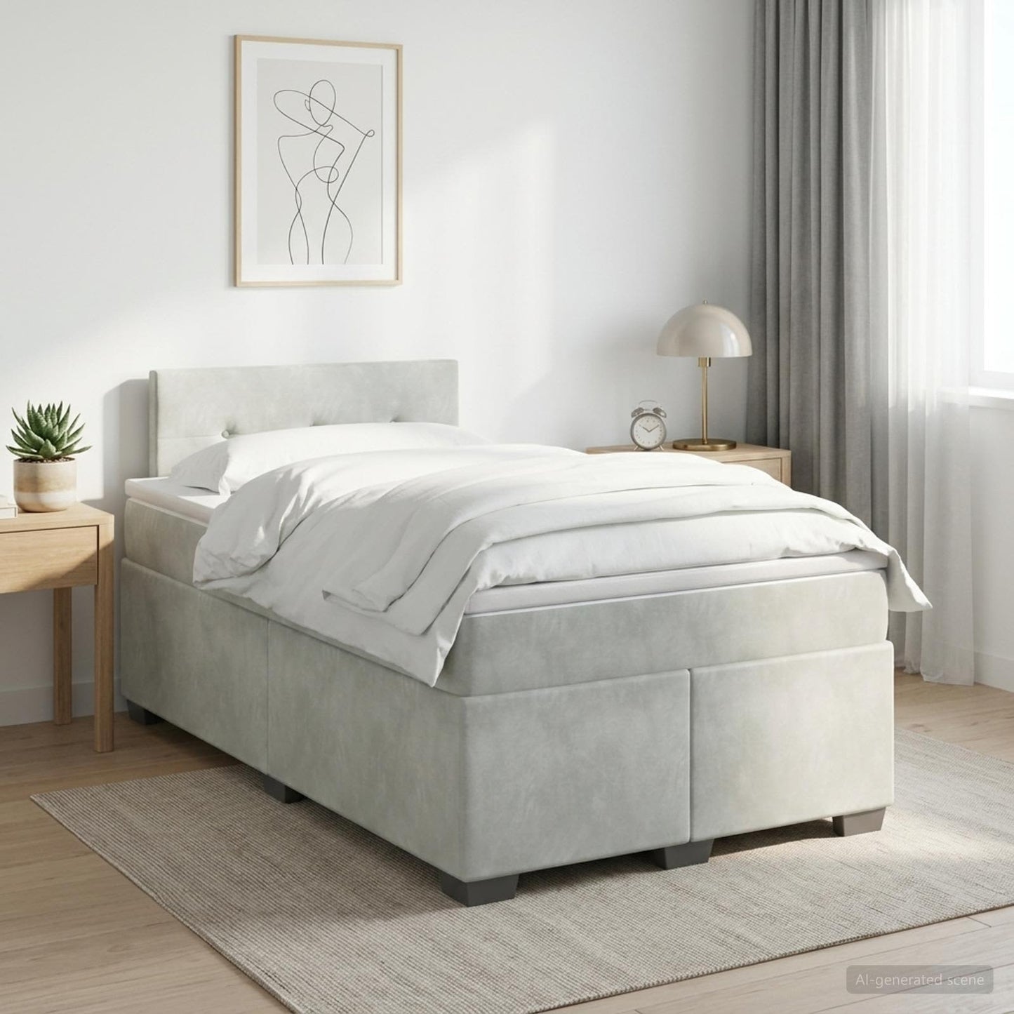 Boxspring ágy matraccal Világosszürke 120 x 200 cm Bársony
