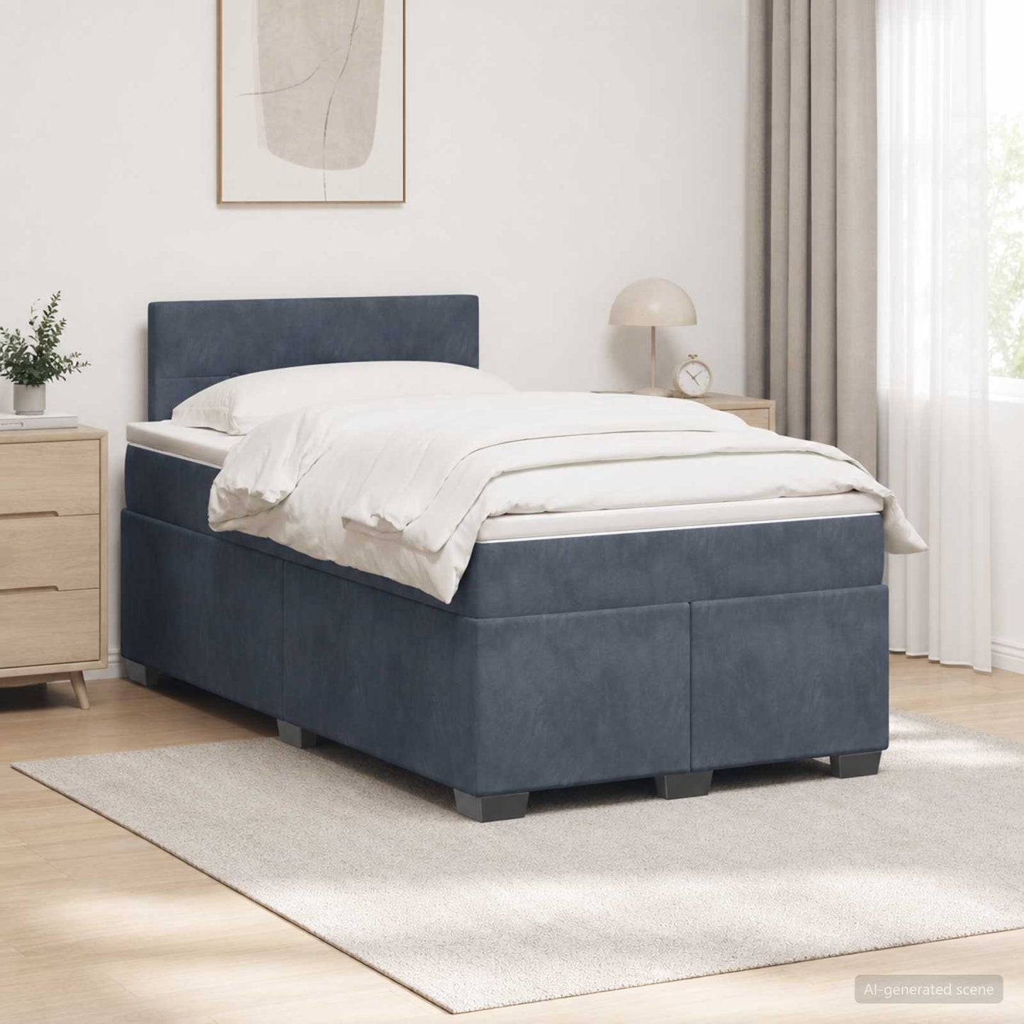 Boxspring ágy matraccal Sötétszürke 120 x 190 cm Bársony