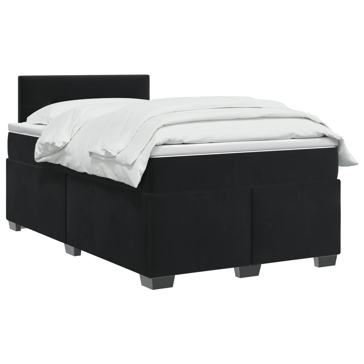 Boxspring ágy matraccal fejtámlával Fekete 120 x 190 cm Bársony