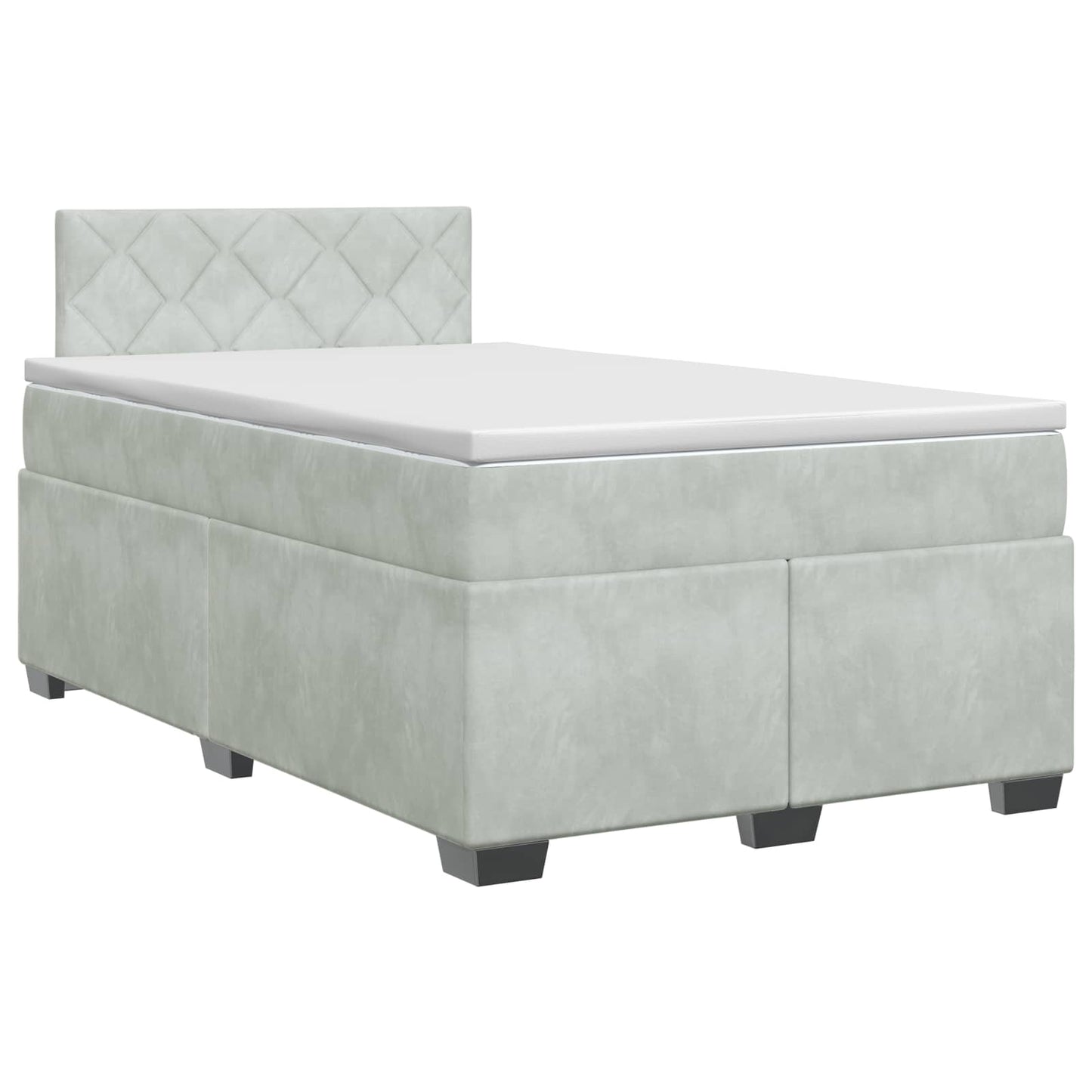 Boxspring ágy matraccal Világosszürke 120 x 190 cm Bársony