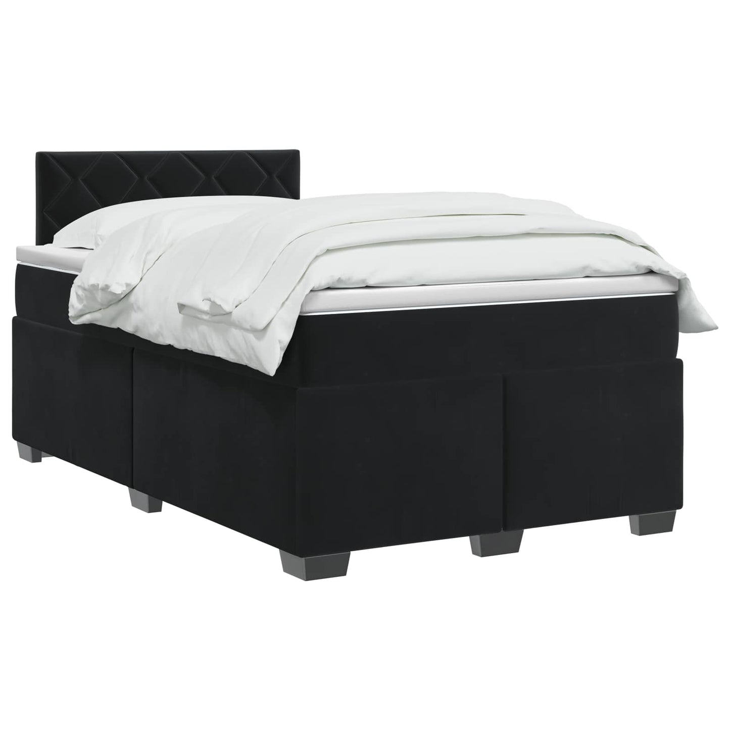 Boxspring ágy matraccal fejtámlával Fekete 120 x 190 cm Bársony