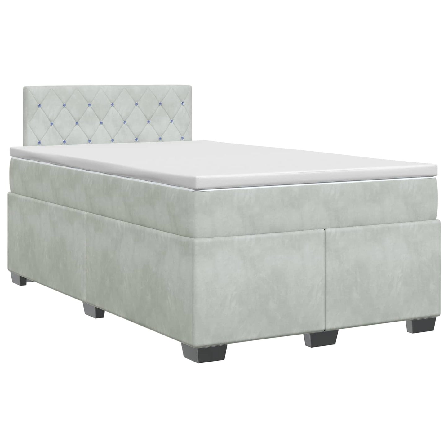 Boxspring ágy matraccal Világosszürke 120 x 200 cm Bársony